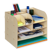 Schreibtisch Organizer mit Ablagefächern Hellbraun von Relaxdays