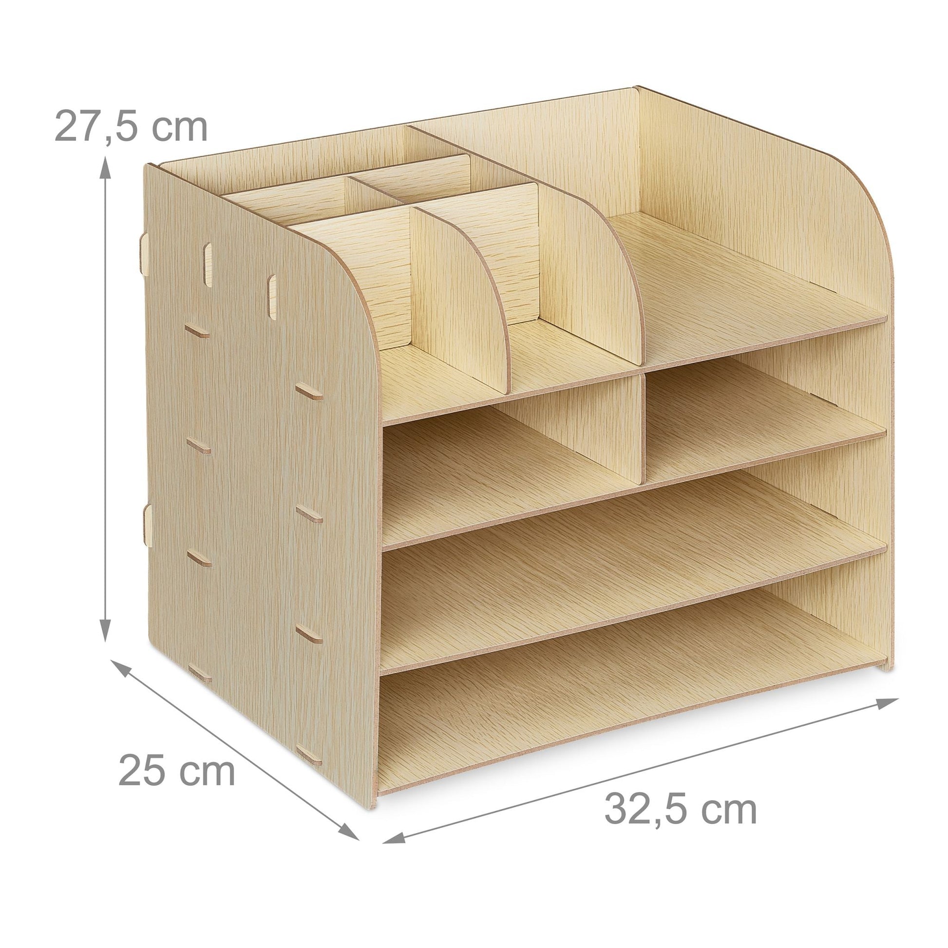 Schreibtisch Organizer mit Ablagefächern Hellbraun von Relaxdays