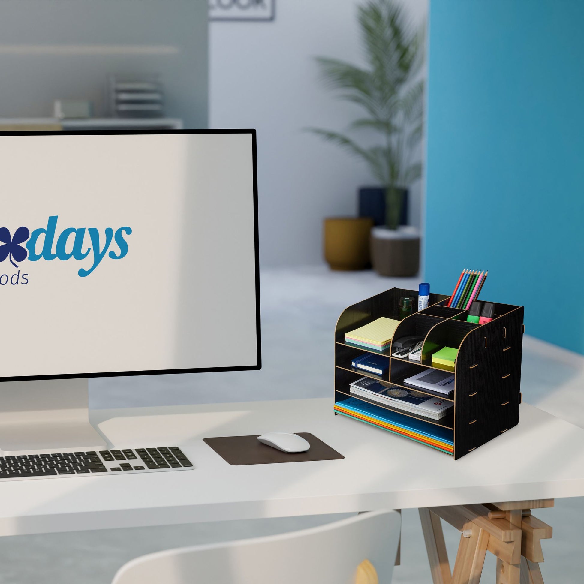 Schreibtisch Organizer mit Ablagefächern Schwarz von Relaxdays
