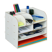 Schreibtisch Organizer mit Ablagefächern Weiss von Relaxdays