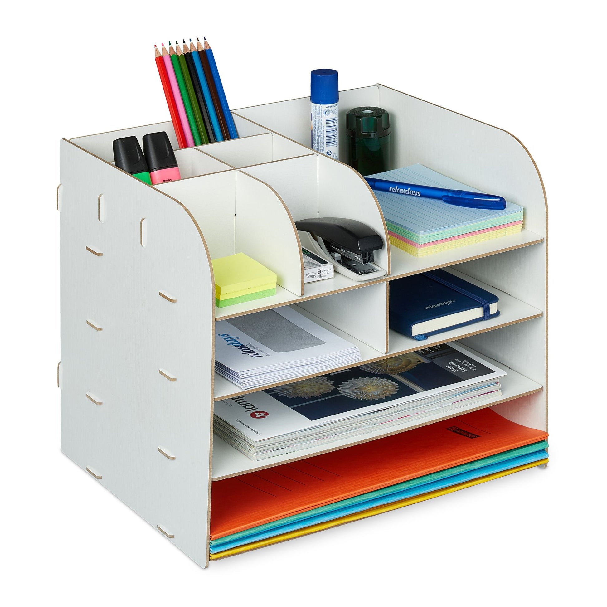 Schreibtisch Organizer mit Ablagefächern Weiss von Relaxdays