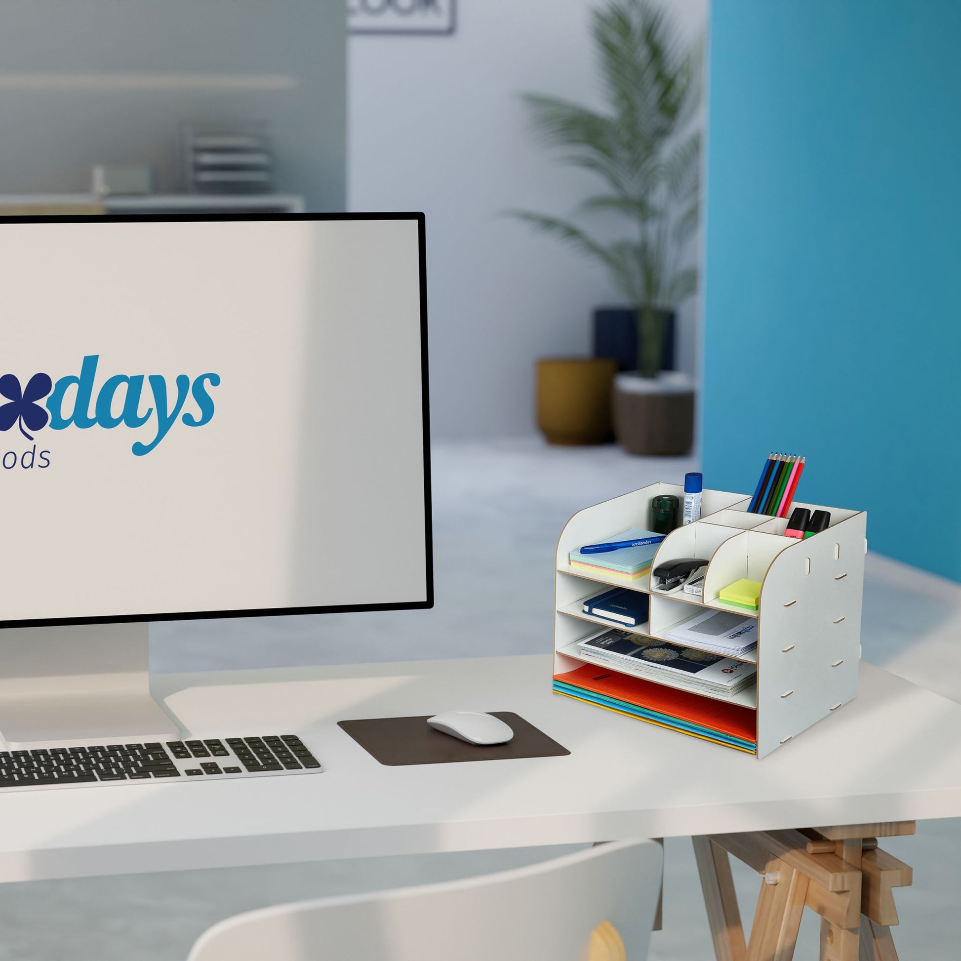 Schreibtisch Organizer mit Ablagefächern Weiss von Relaxdays
