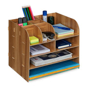 Schreibtisch Organizer mit Ablagefächern Braun von Relaxdays