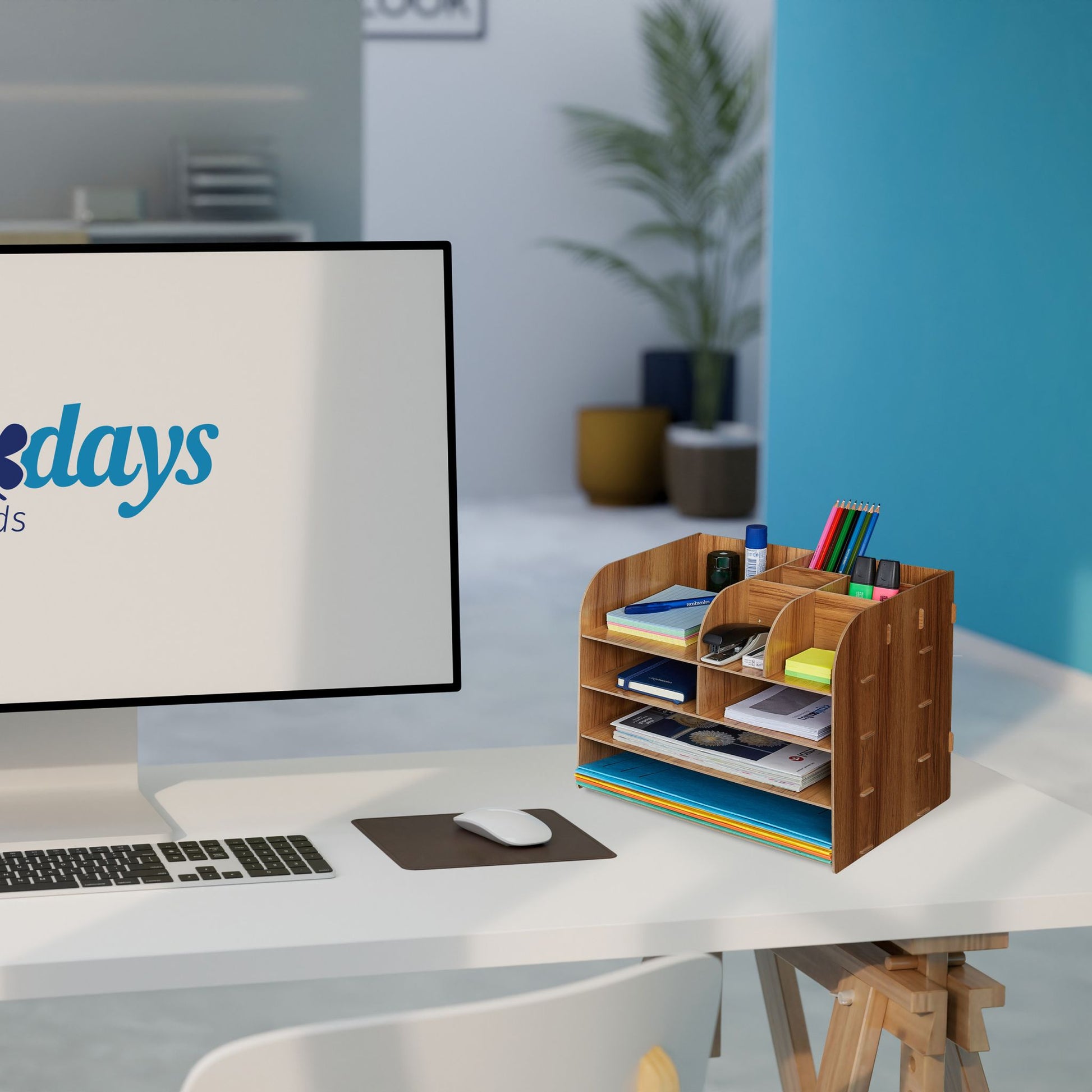 Schreibtisch Organizer mit Ablagefächern Braun von Relaxdays