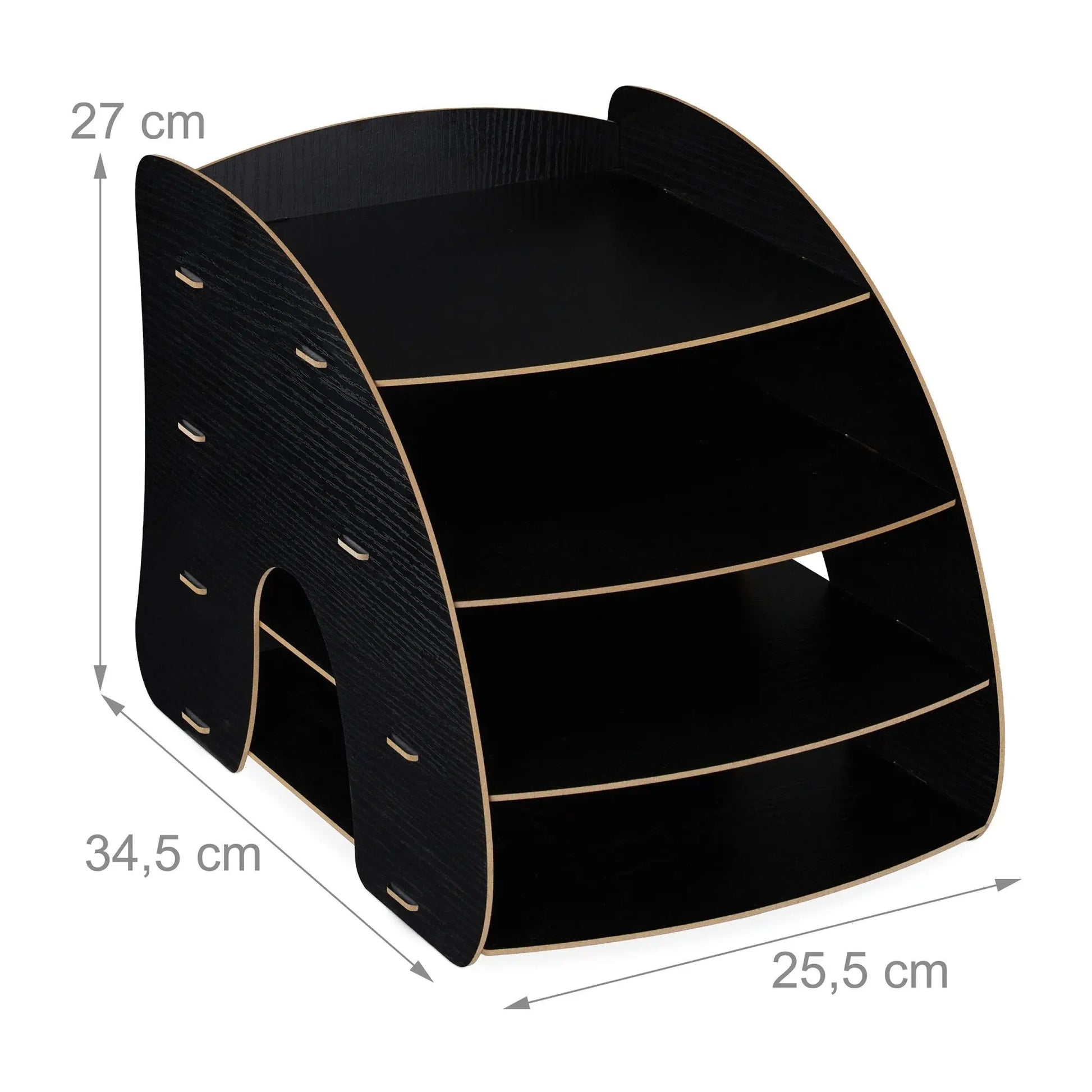 Dokumentenablage mit 4 Fächern Schwarz von Relaxdays