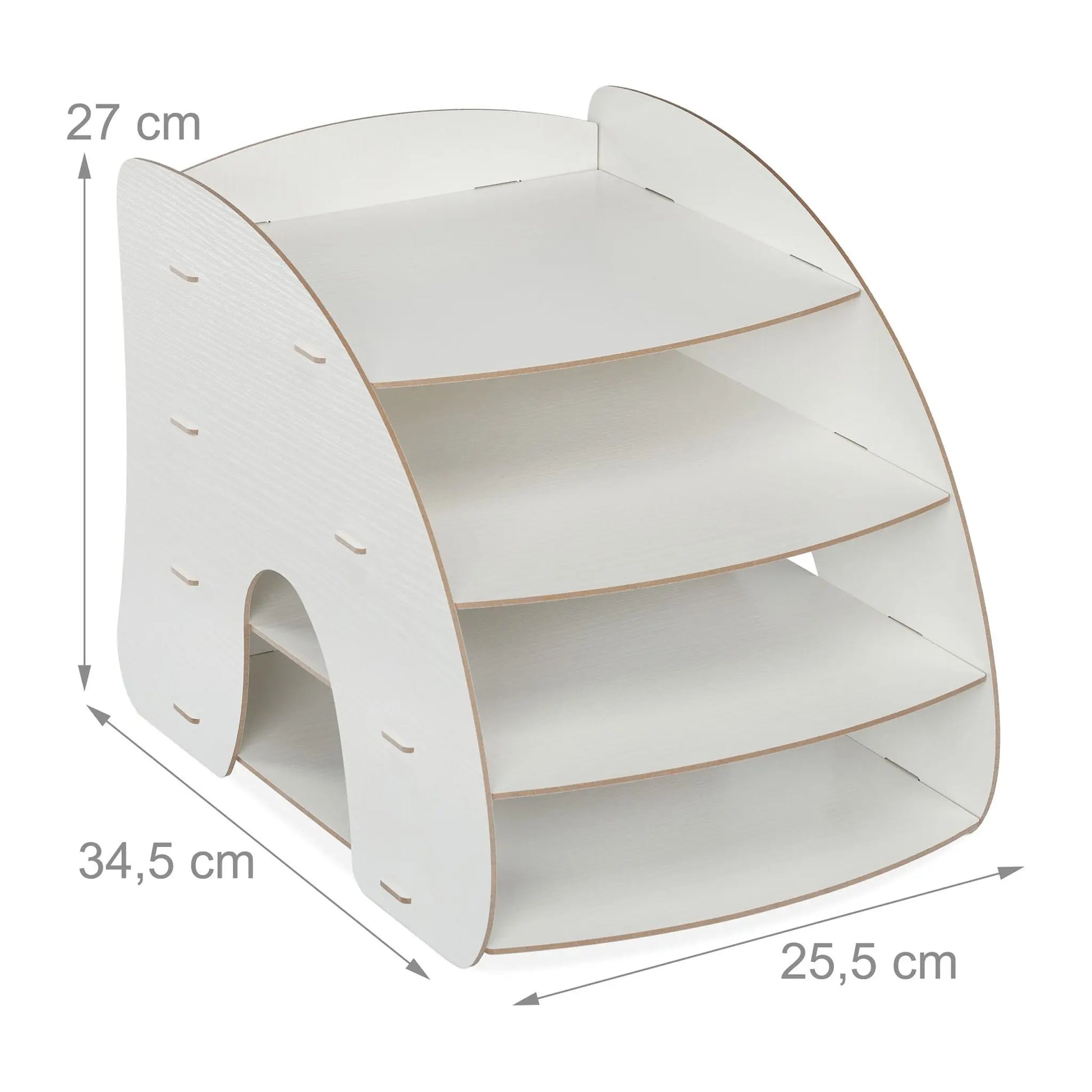 Dokumentenablage mit 4 Fächern Weiss von Relaxdays