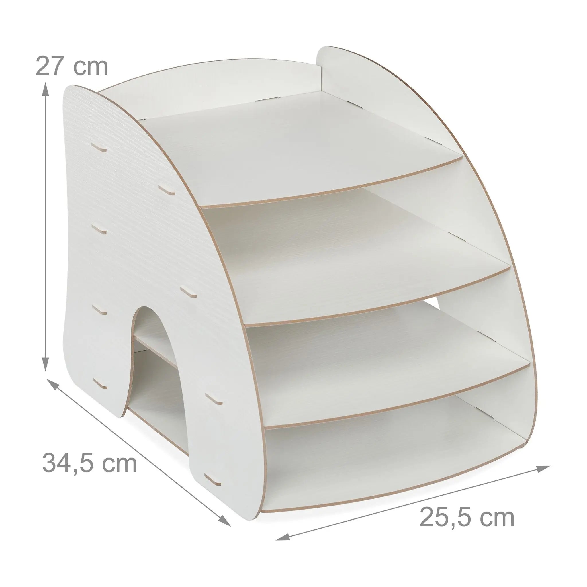 Dokumentenablage mit 4 Fächern Weiss von Relaxdays