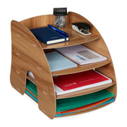 Dokumentenablage mit 4 Fächern Dunkelbraun von Relaxdays