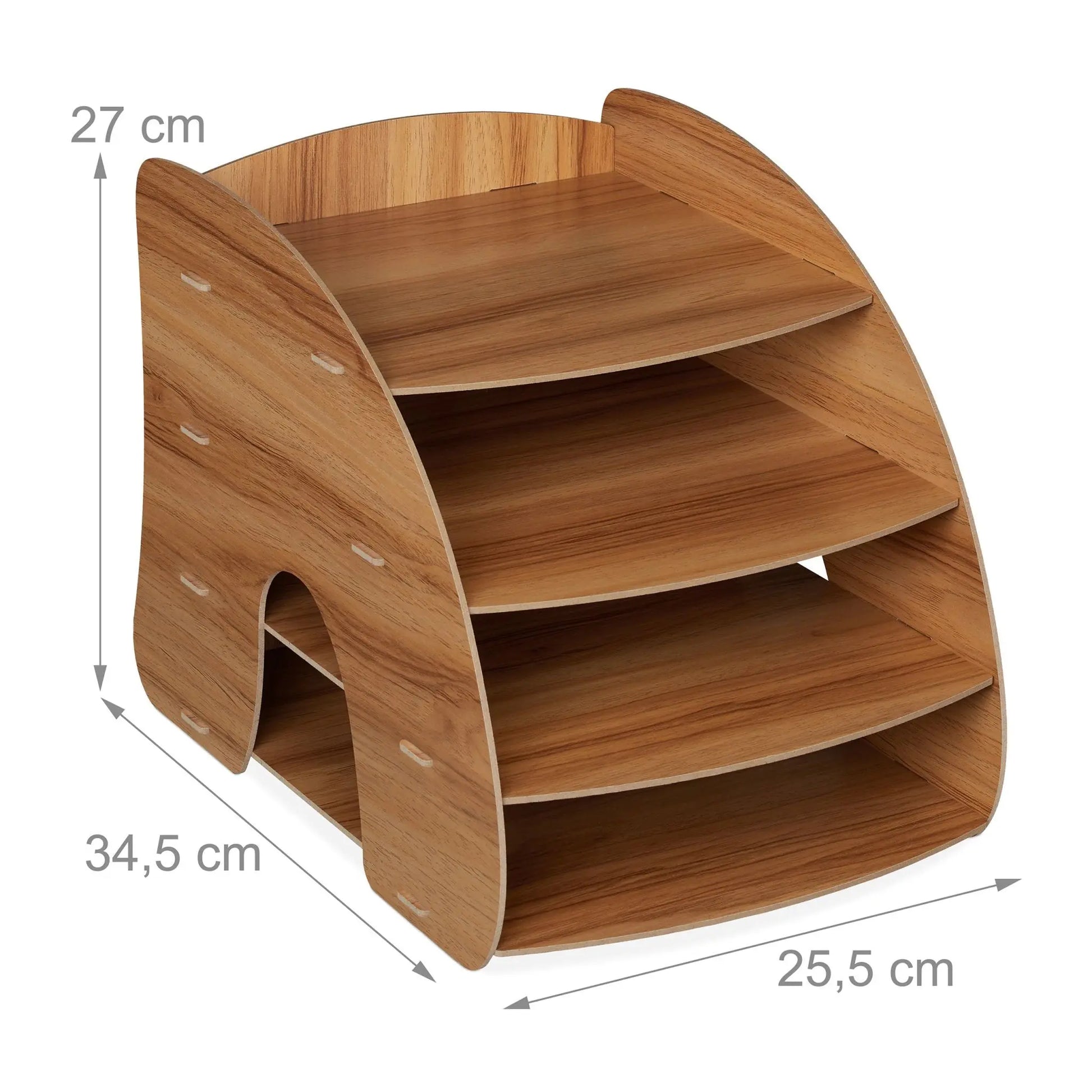 Dokumentenablage mit 4 Fächern Dunkelbraun von Relaxdays