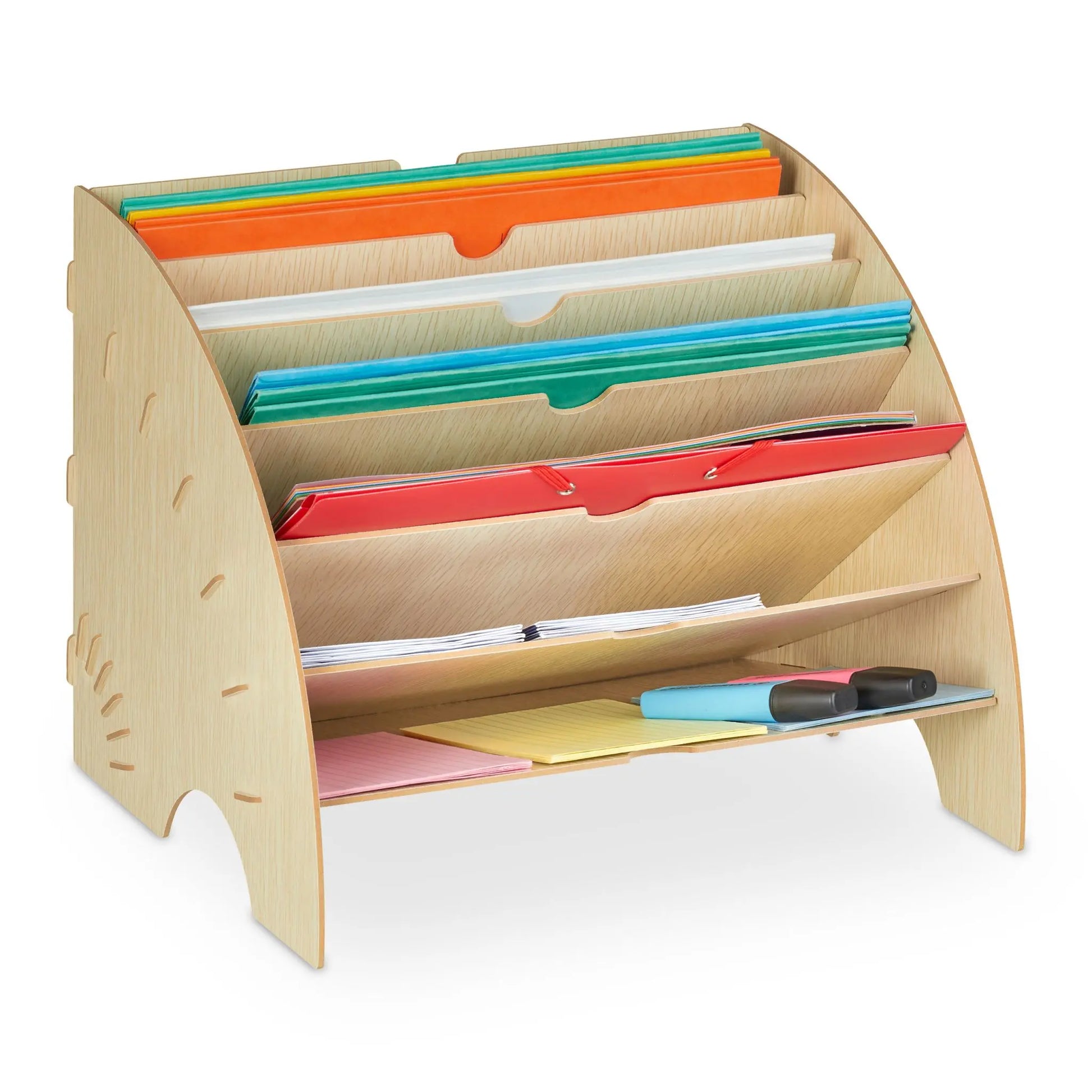Dokumentenablage 6 Fächer Hellbraun von Relaxdays