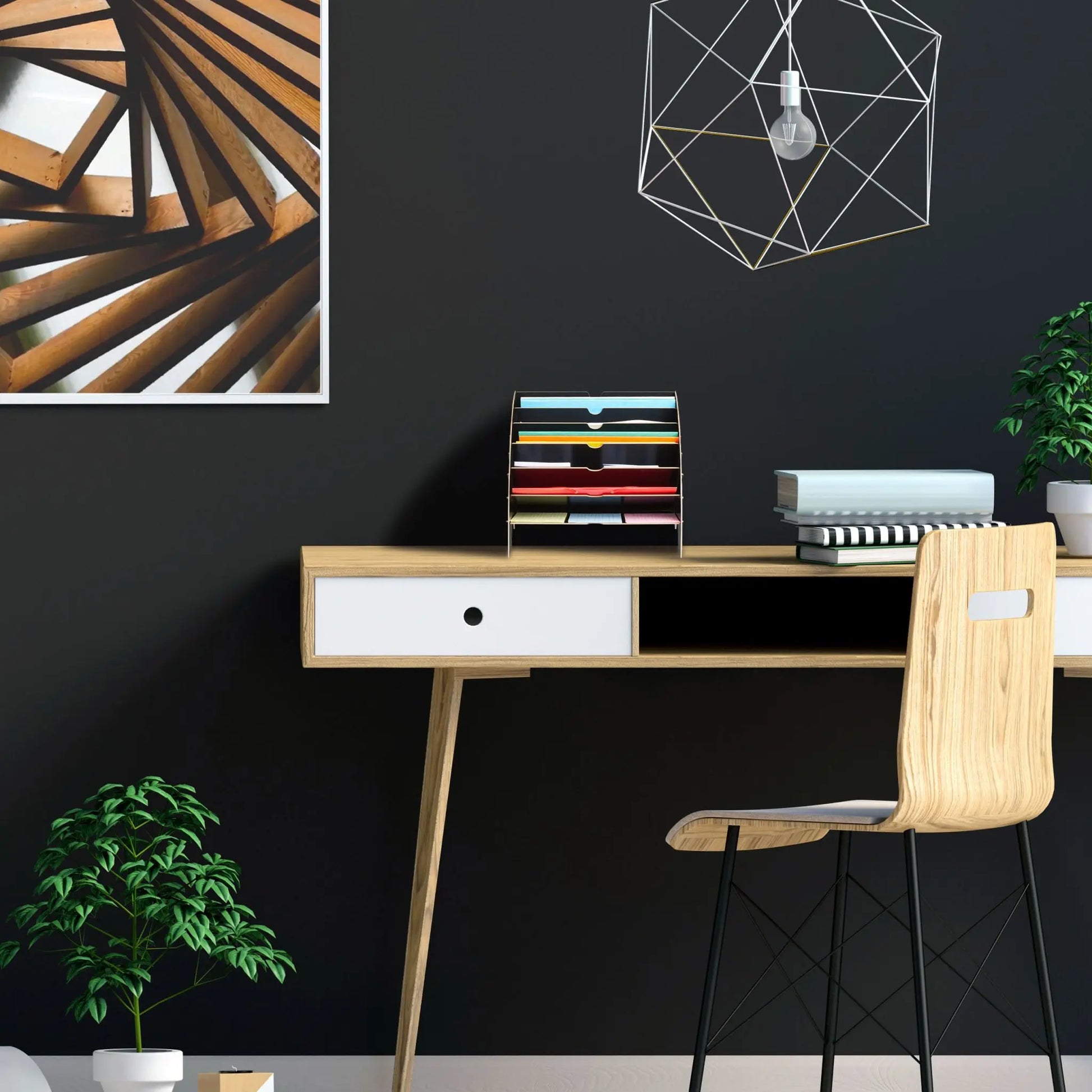 Dokumentenablage 6 Fächer Schwarz von Relaxdays