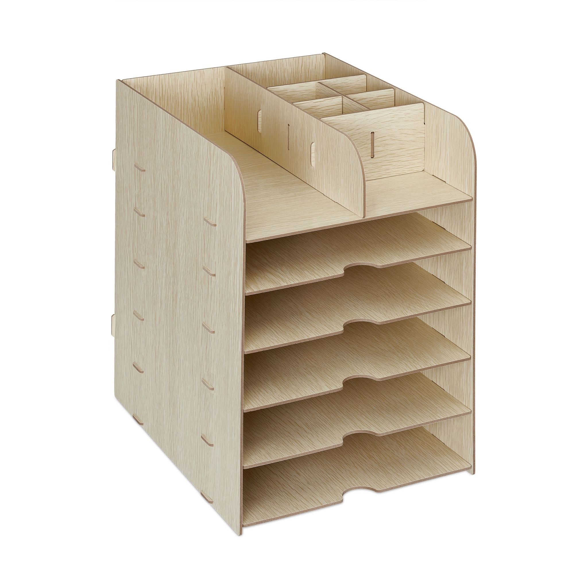 Schreibtisch Organizer mit Ablagefächern Hellbraun von Relaxdays