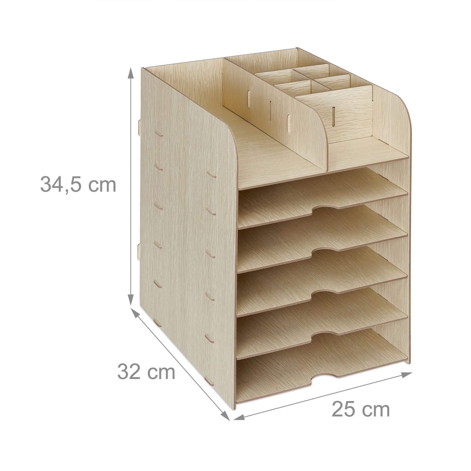 Schreibtisch Organizer mit Ablagefächern Hellbraun von Relaxdays