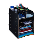 Schreibtisch Organizer mit Ablagefächern Schwarz von Relaxdays