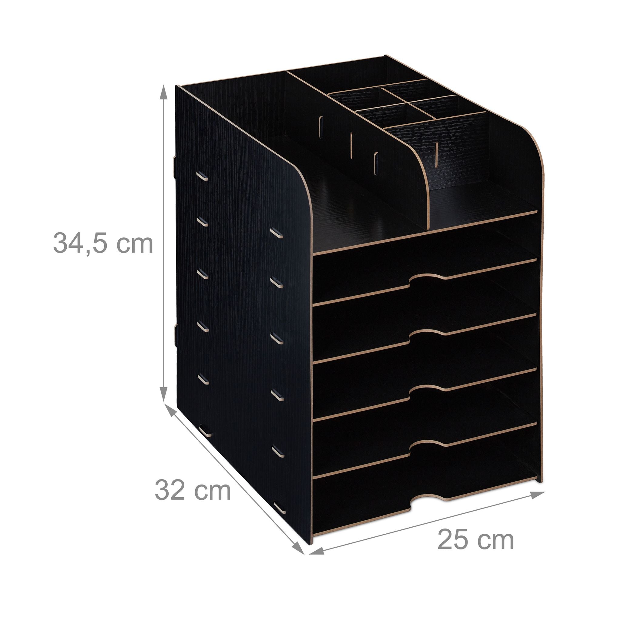 Schreibtisch Organizer mit Ablagefächern Schwarz von Relaxdays