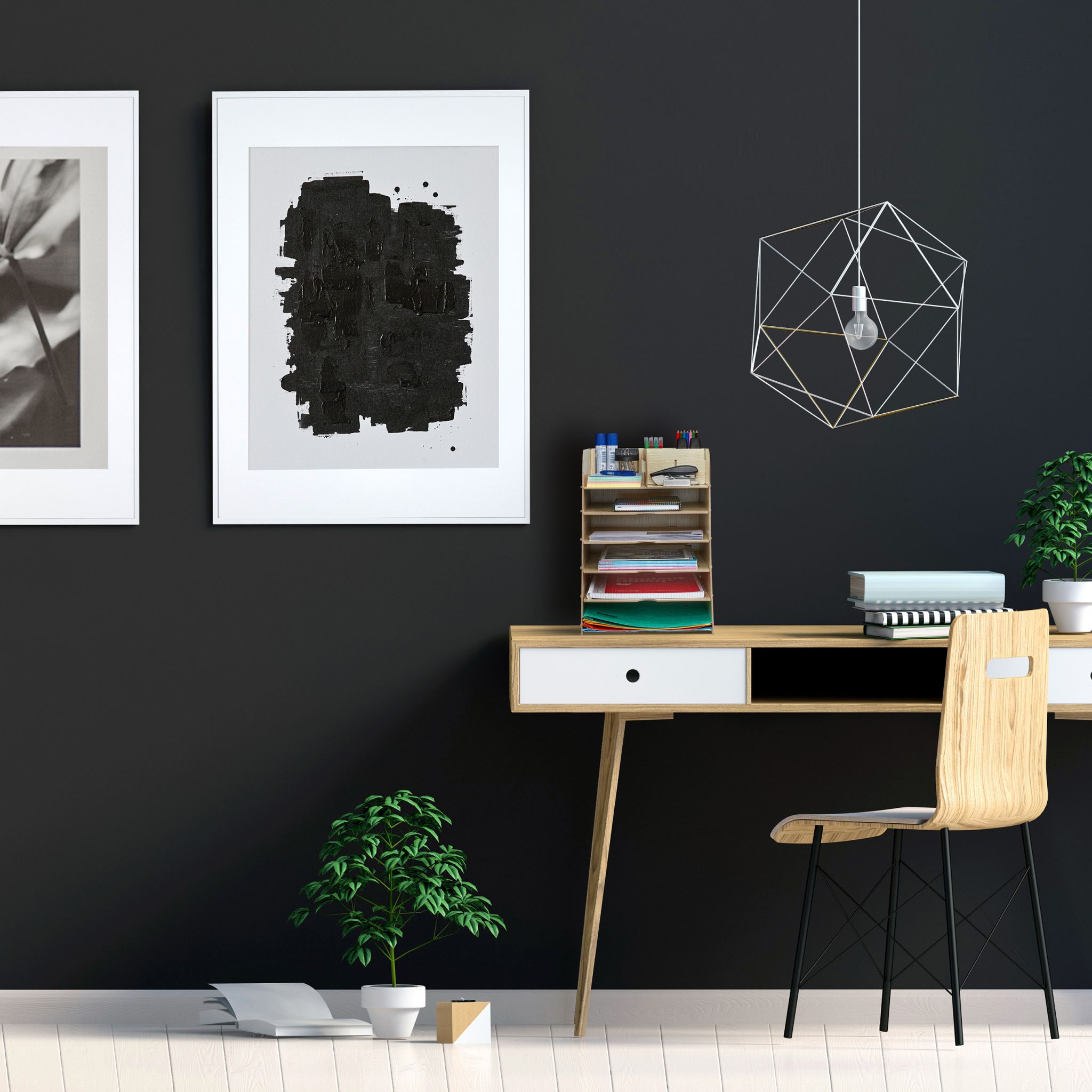 Schreibtisch Organizer mit Ablagefächern Schwarz von Relaxdays