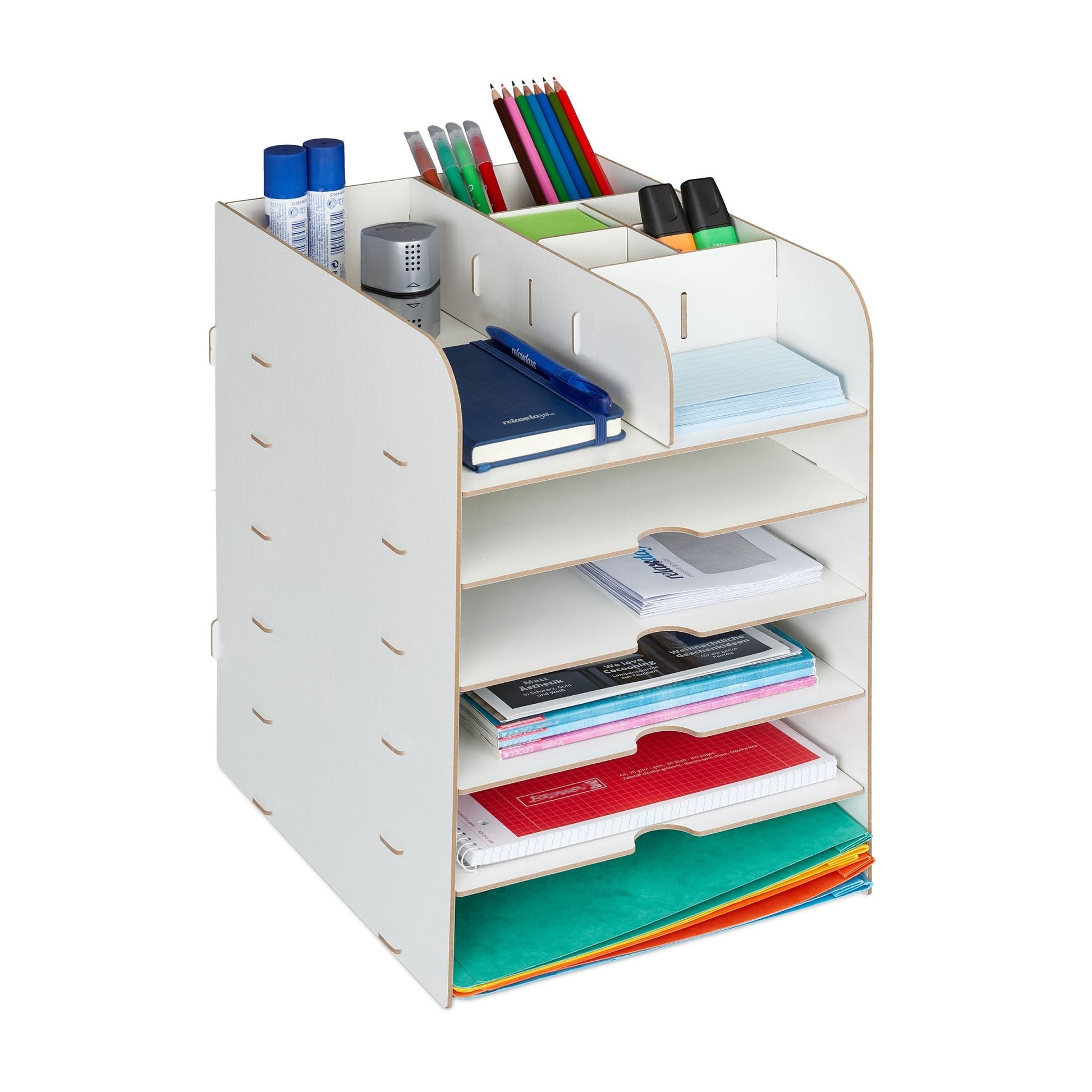 Schreibtisch Organizer mit Ablagefächern Weiss von Relaxdays