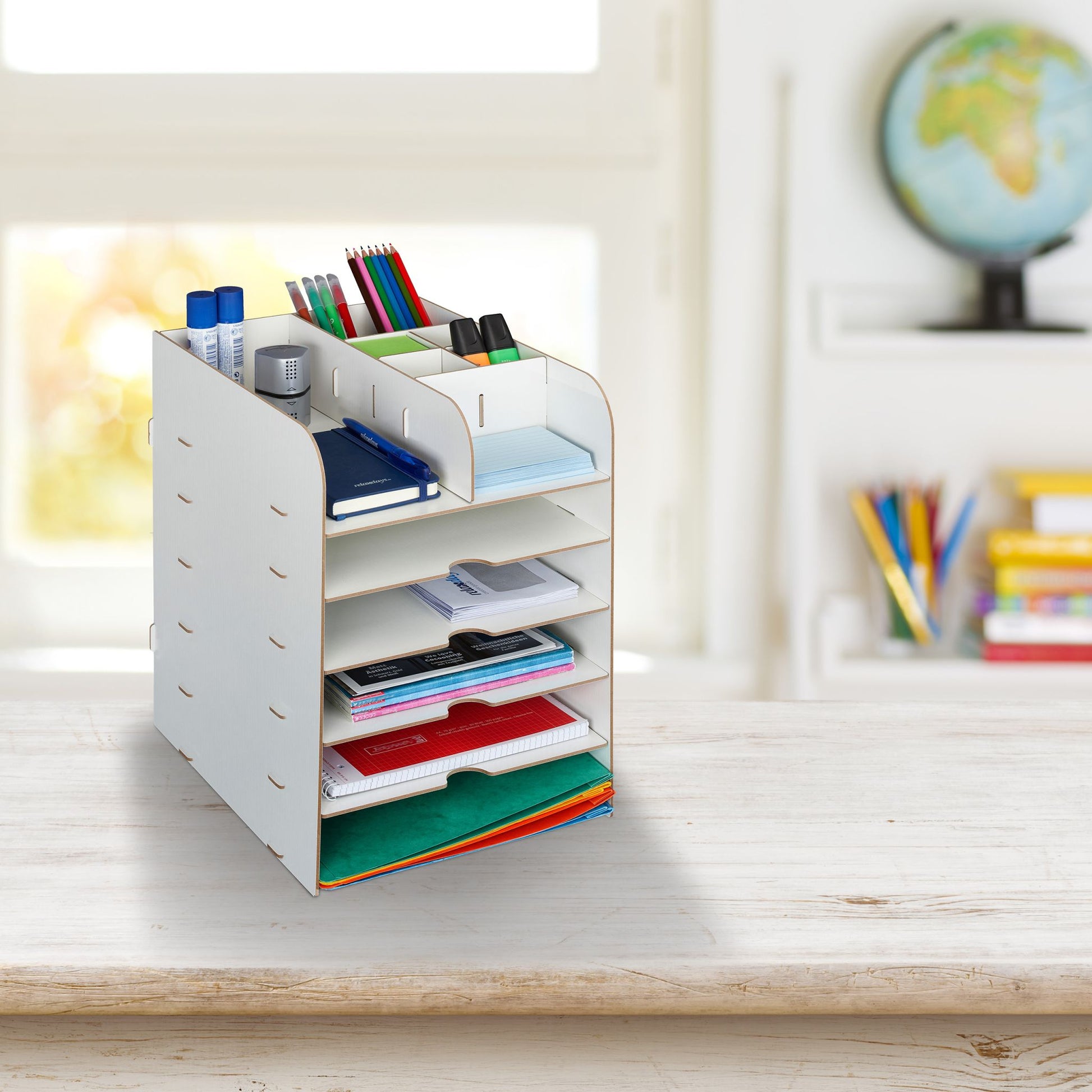 Schreibtisch Organizer mit Ablagefächern Weiss von Relaxdays