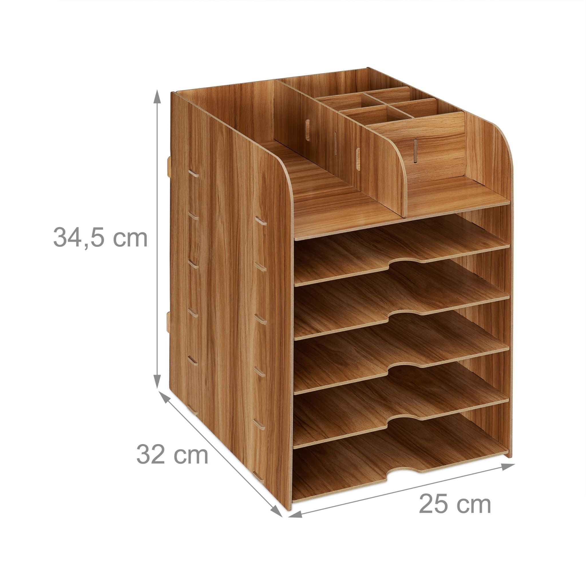 Schreibtisch Organizer mit Ablagefächern Braun von Relaxdays