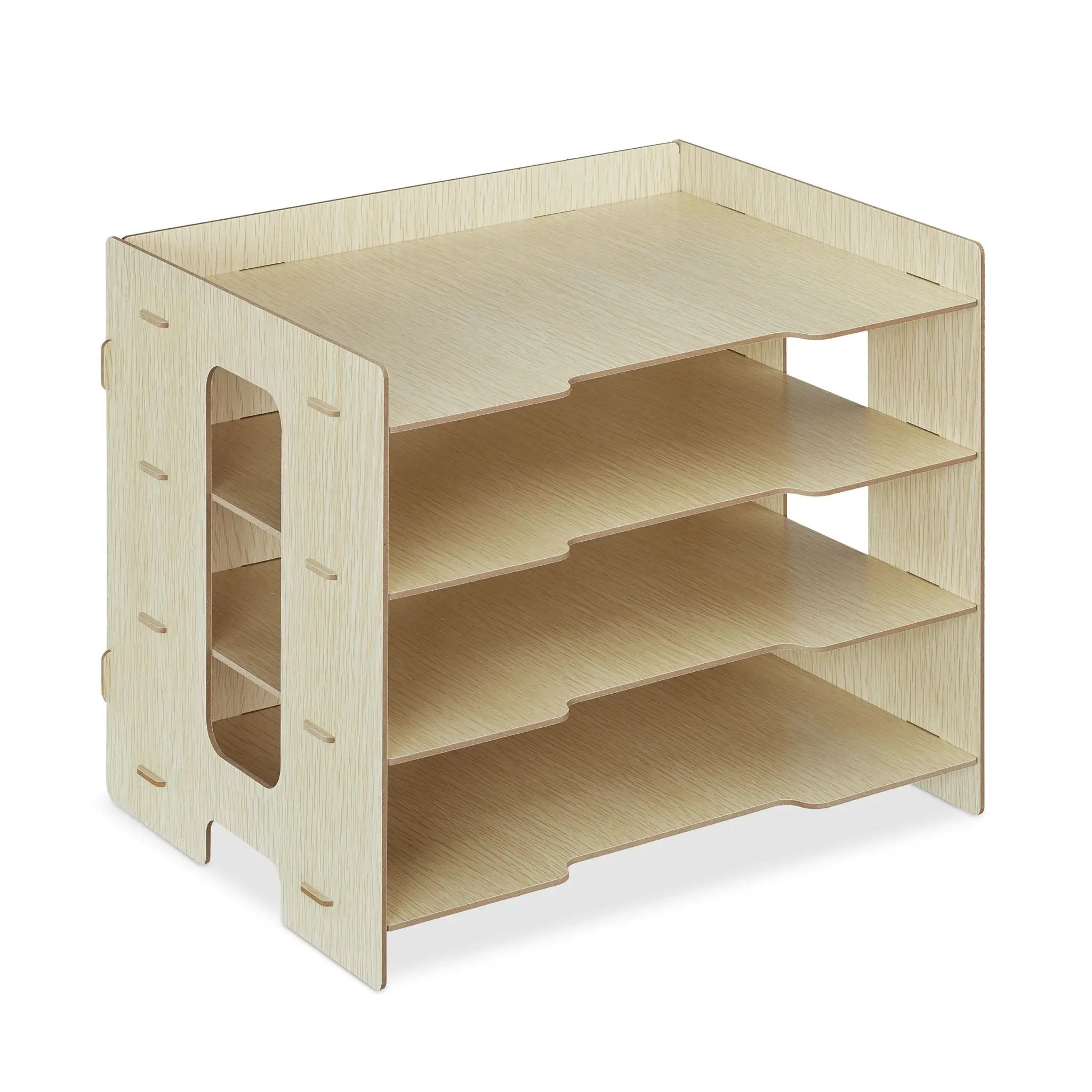 Briefablage MDF mit 3 Fächern Hellbraun von Relaxdays