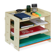Briefablage MDF mit 3 Fächern Hellbraun von Relaxdays