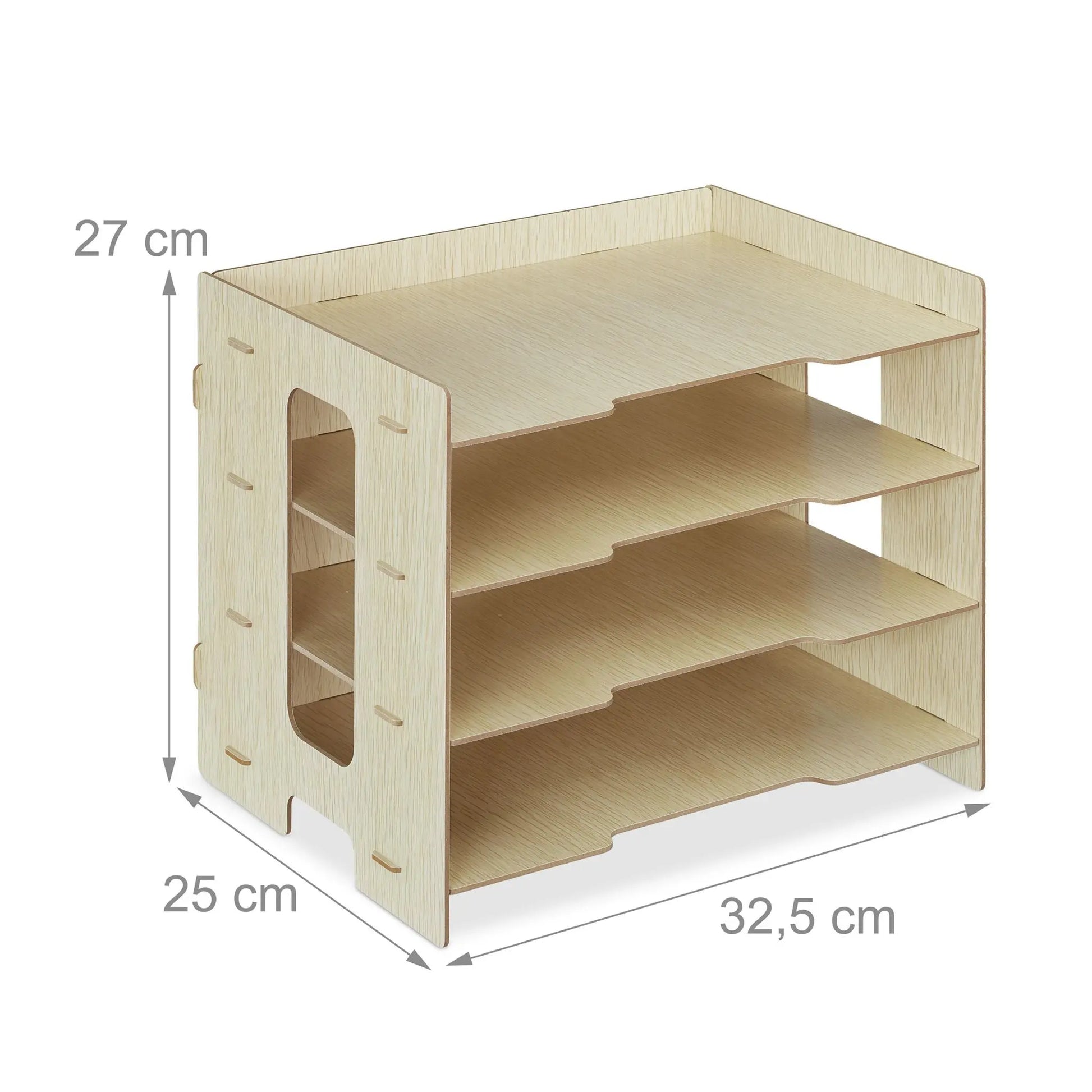 Briefablage MDF mit 3 Fächern Hellbraun von Relaxdays