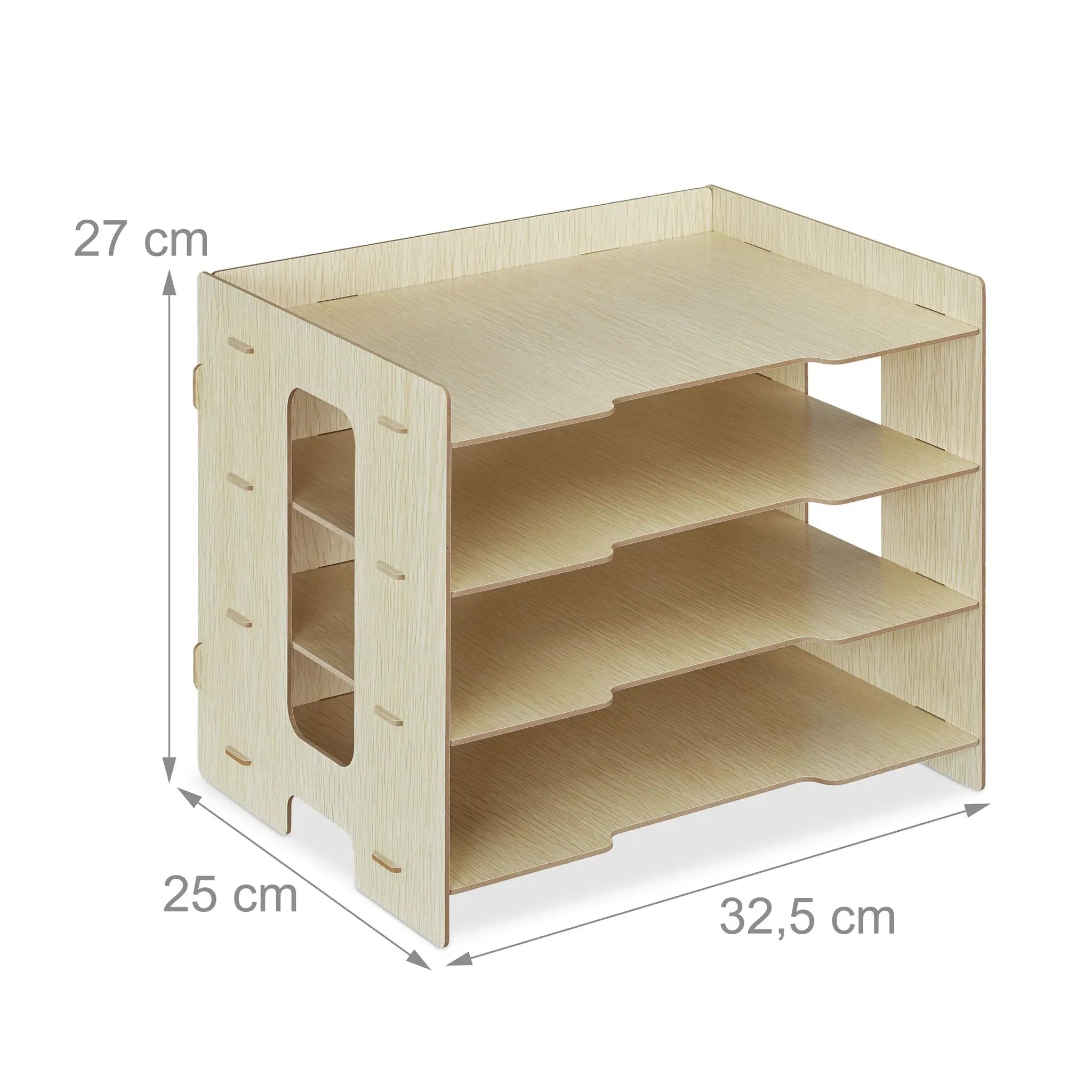 Briefablage MDF mit 3 Fächern Hellbraun von Relaxdays