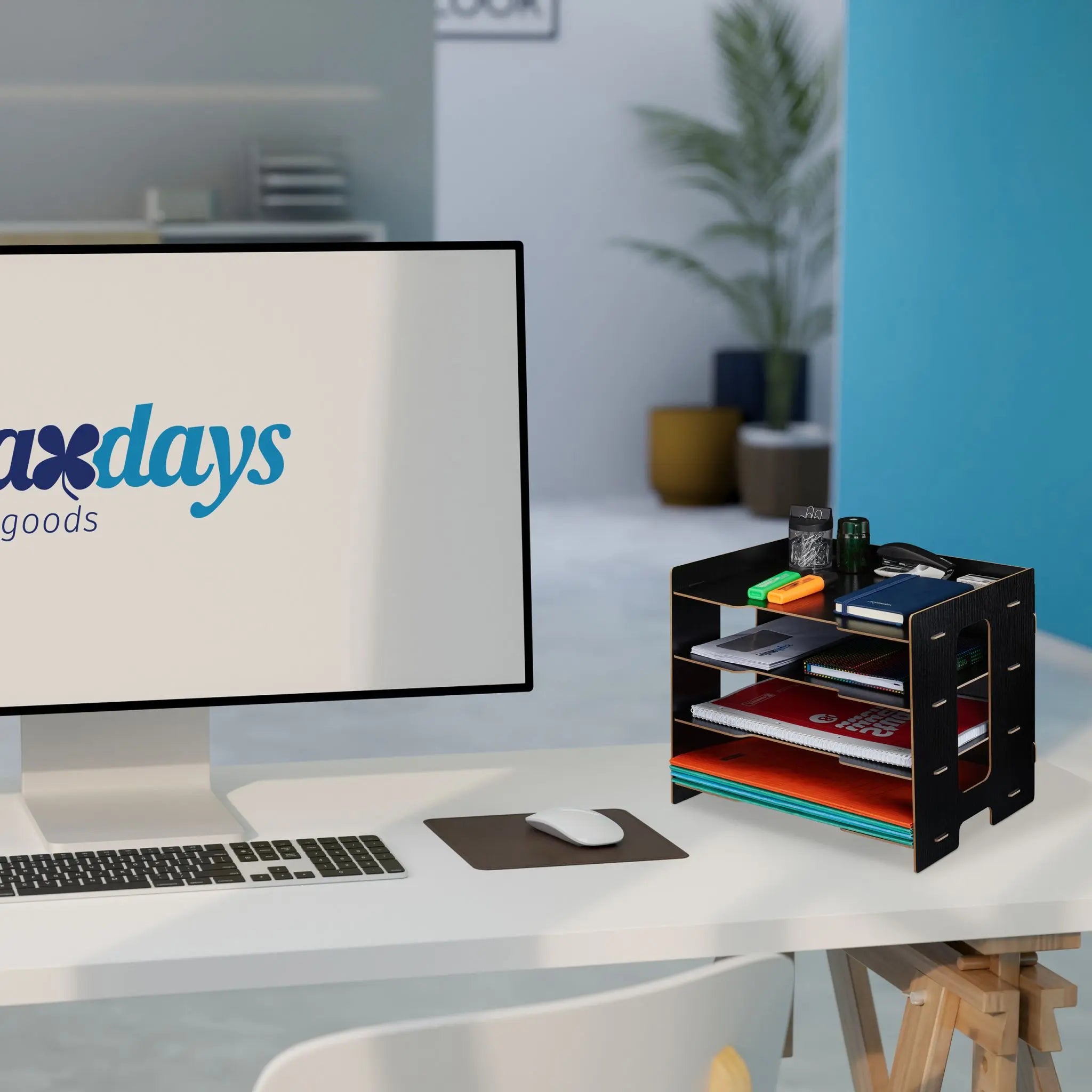 Briefablage MDF mit 3 Fächern Schwarz von Relaxdays