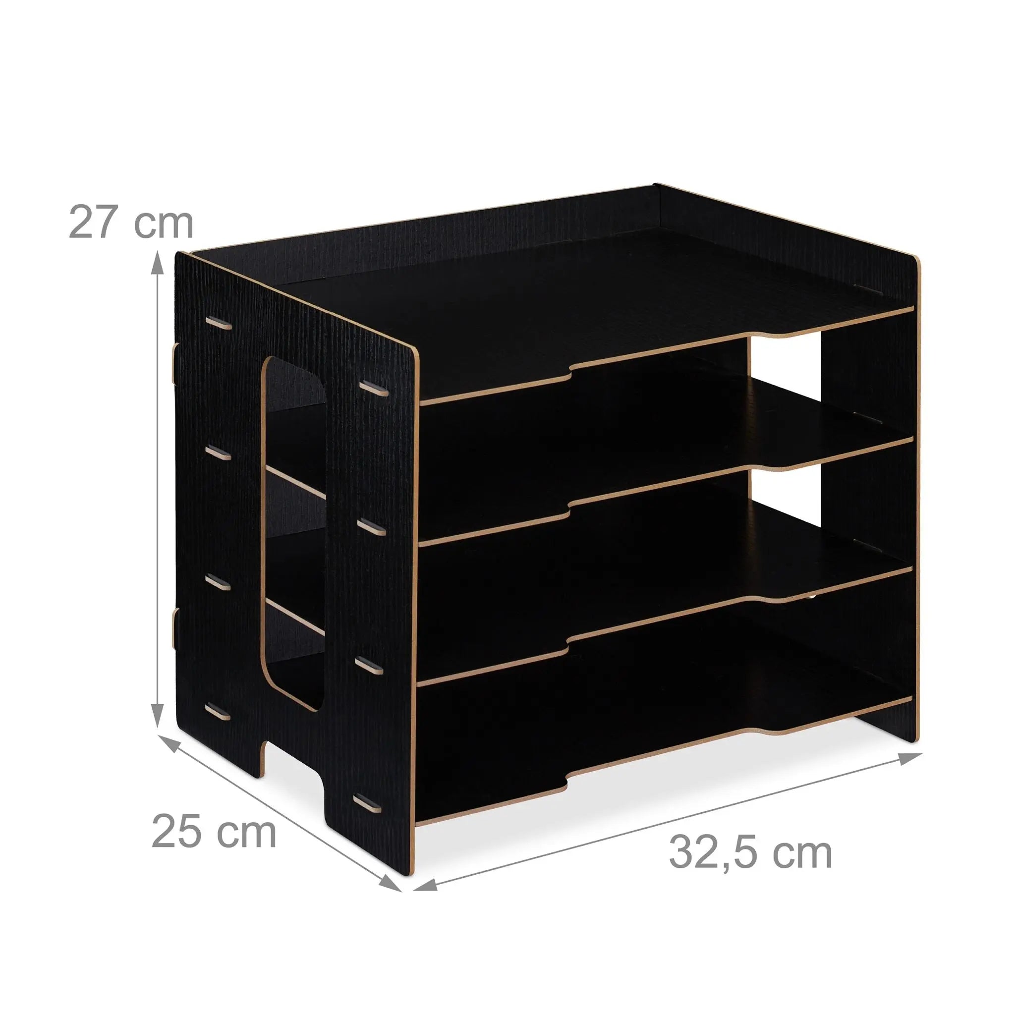 Briefablage MDF mit 3 Fächern Schwarz von Relaxdays
