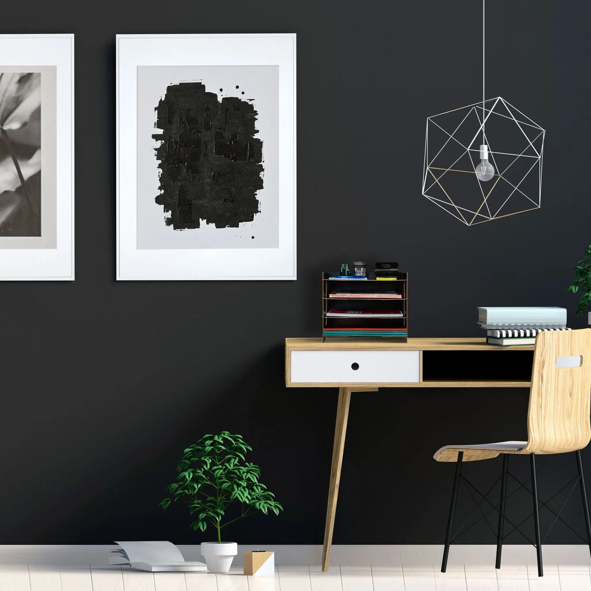 Briefablage MDF mit 3 Fächern Schwarz von Relaxdays
