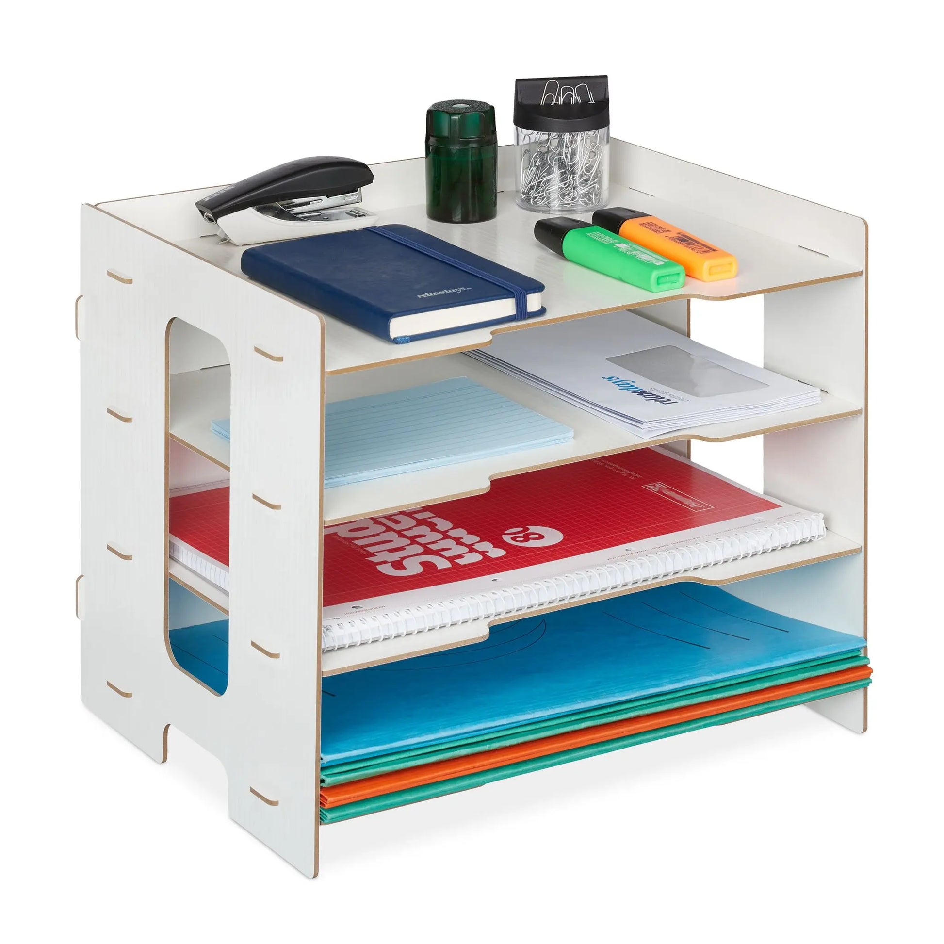 Briefablage MDF mit 3 Fächern Weiss von Relaxdays