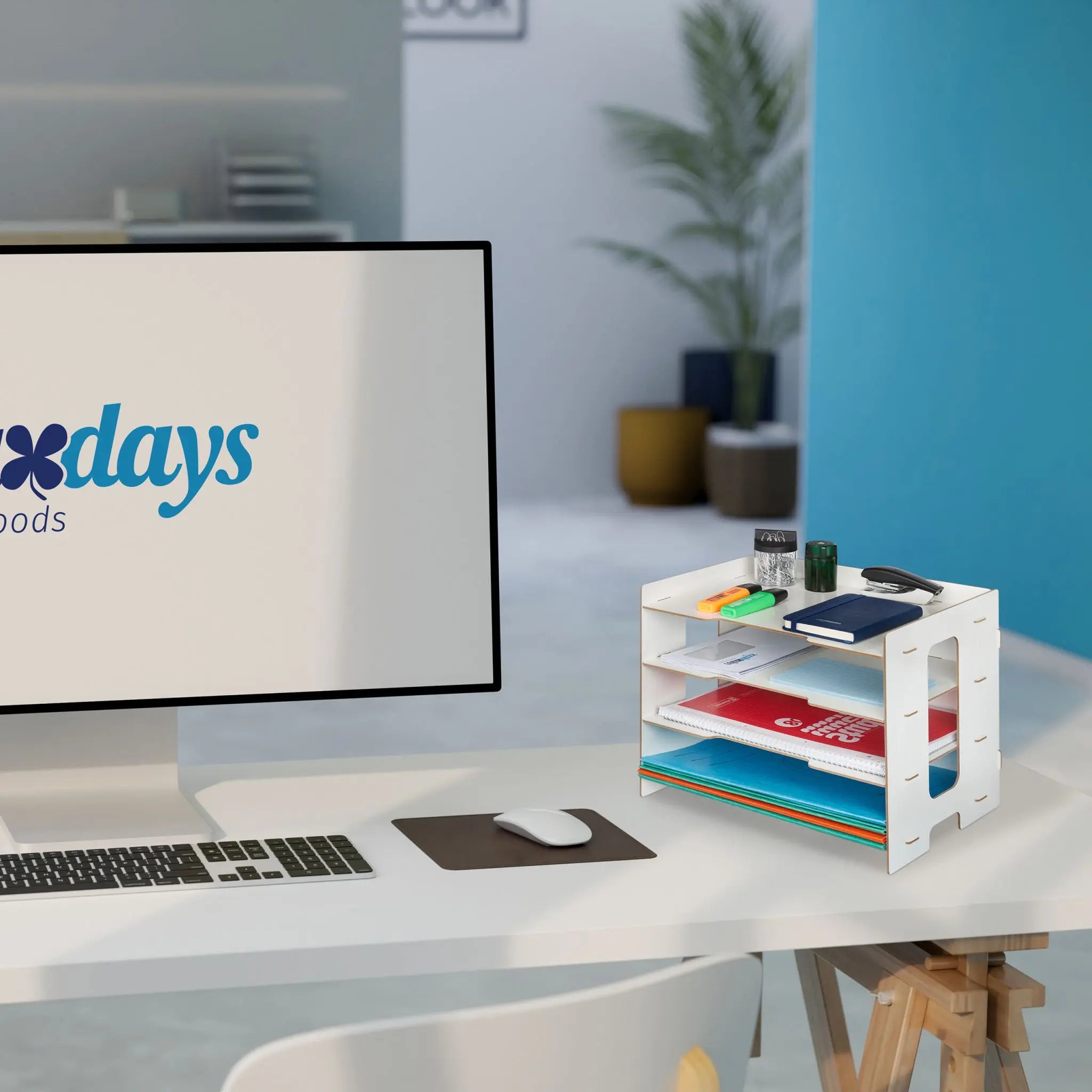 Briefablage MDF mit 3 Fächern Weiss von Relaxdays