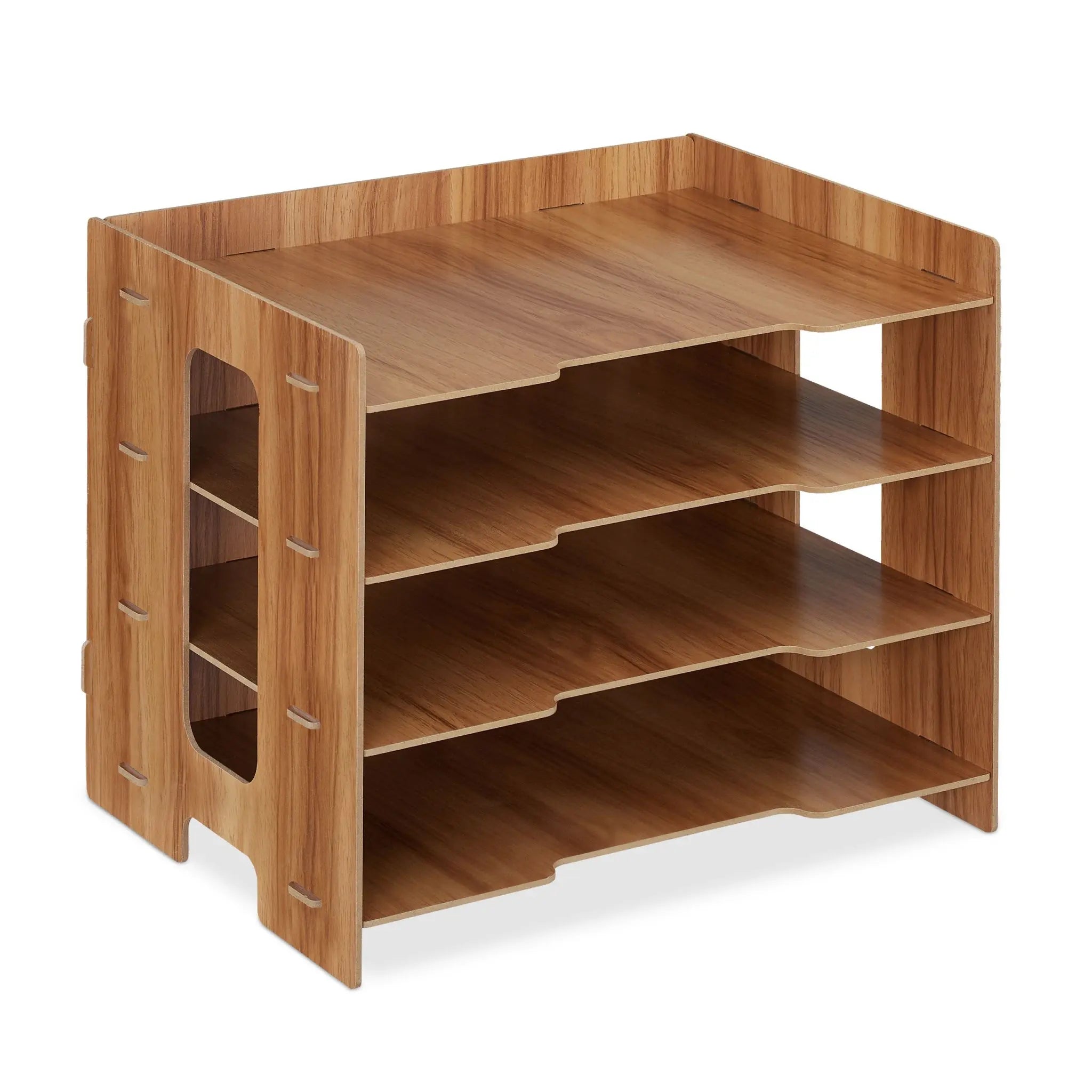 Briefablage MDF mit 3 Fächern Dunkelbraun von Relaxdays
