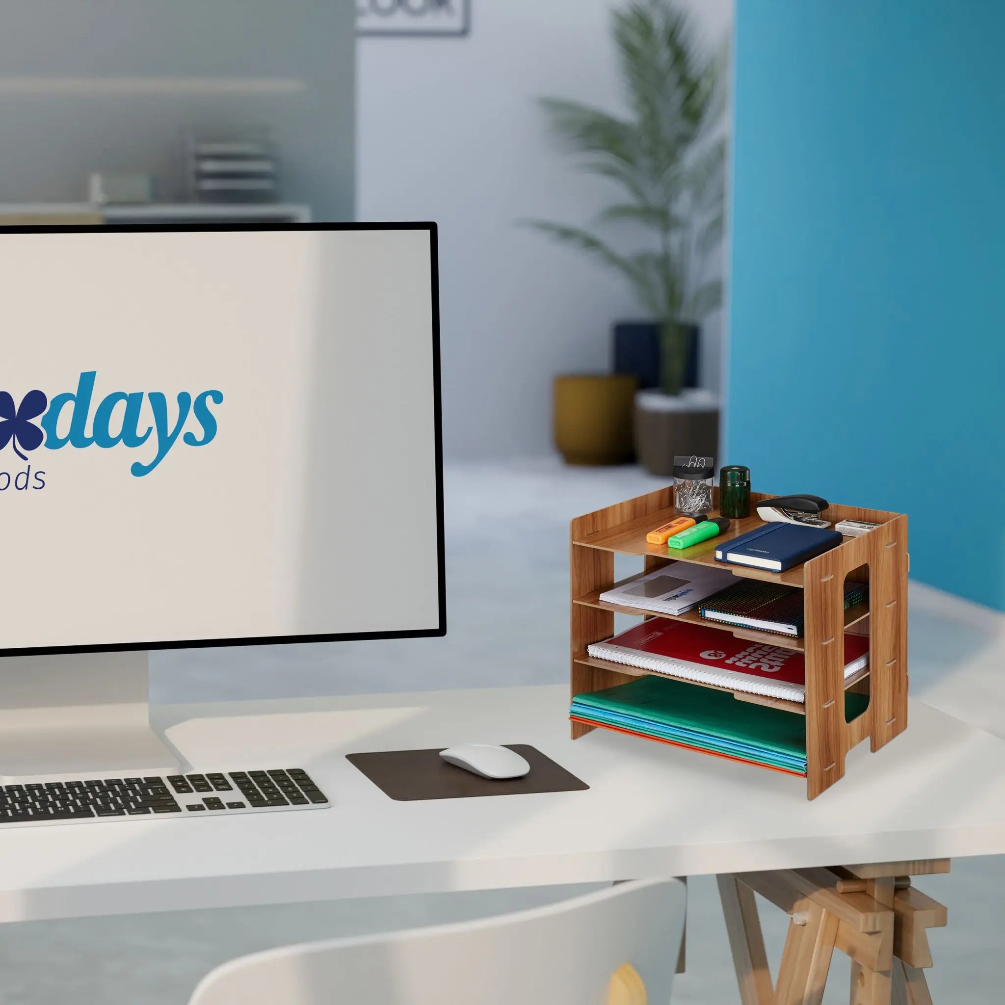 Briefablage MDF mit 3 Fächern Dunkelbraun von Relaxdays