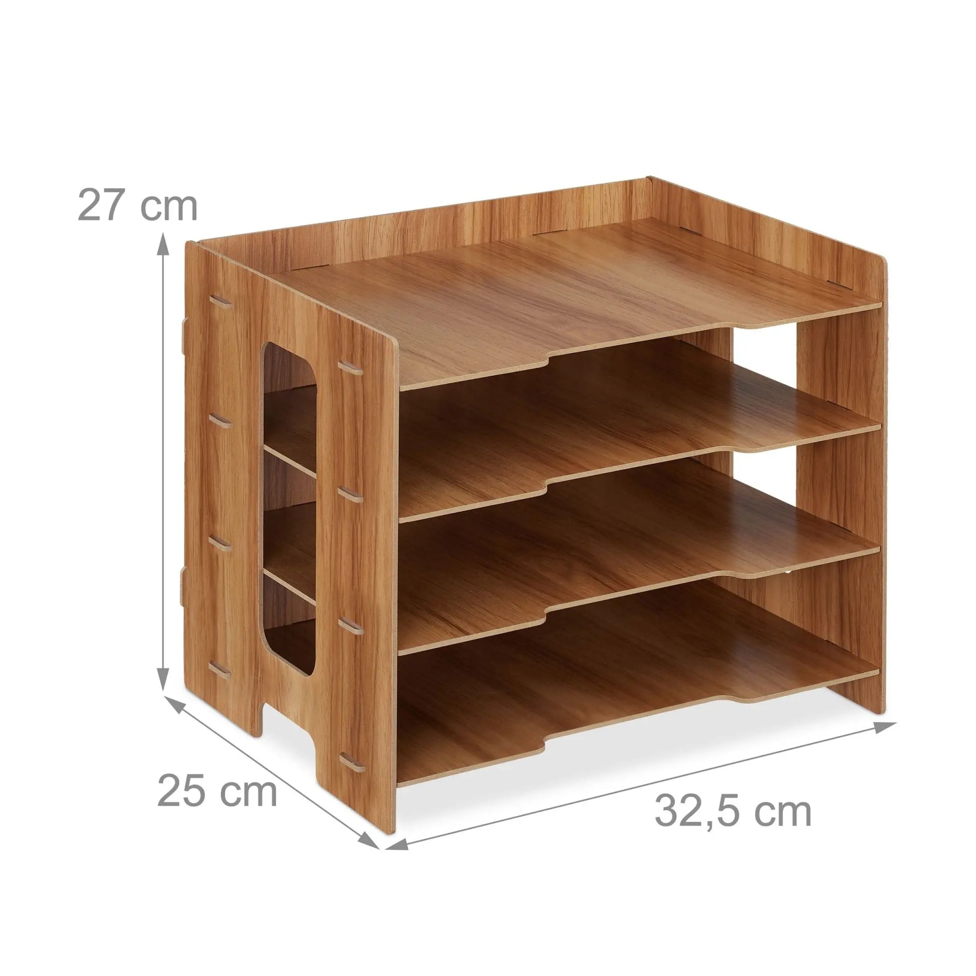 Briefablage MDF mit 3 Fächern Dunkelbraun von Relaxdays