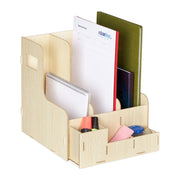 Stehsammler 3 Fächer & Utensilienbox Hellbraun von Relaxdays