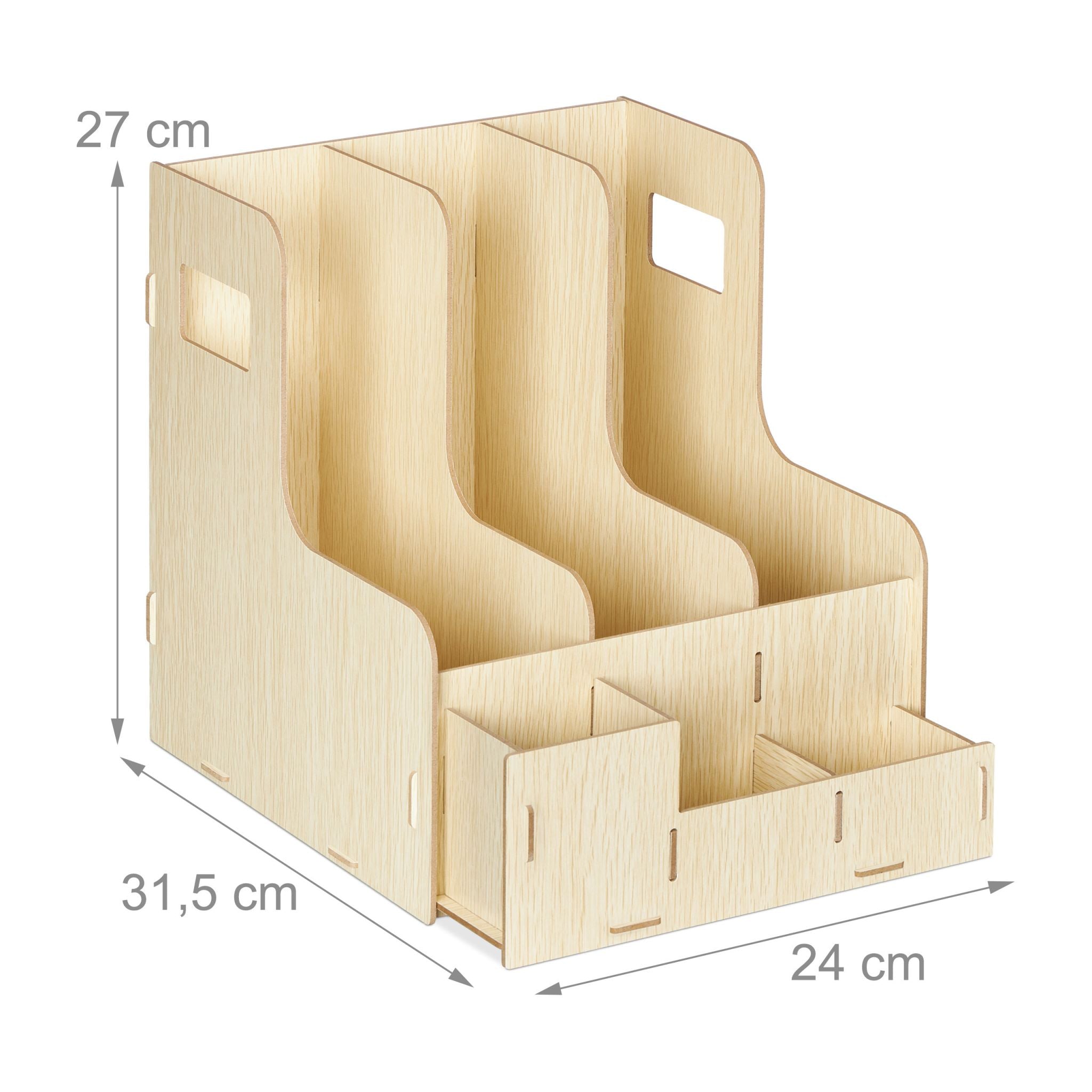 Stehsammler 3 Fächer & Utensilienbox Hellbraun von Relaxdays