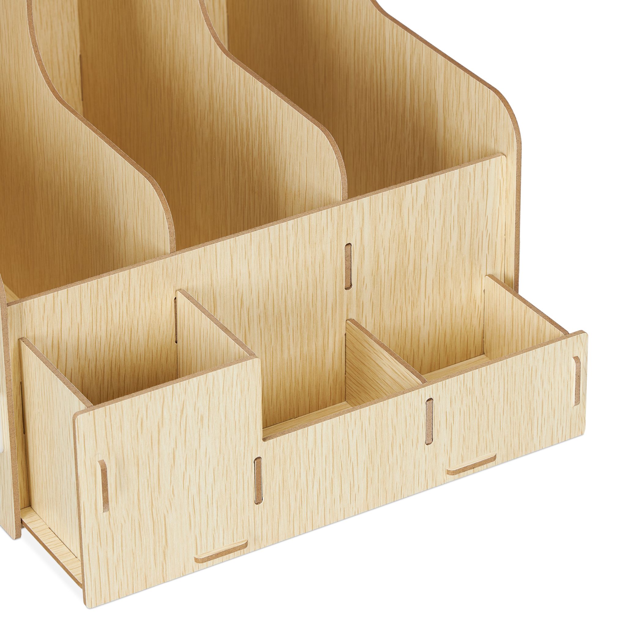 Stehsammler 3 Fächer & Utensilienbox Hellbraun von Relaxdays