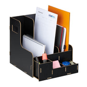 Stehsammler 3 Fächer & Utensilienbox Schwarz von Relaxdays