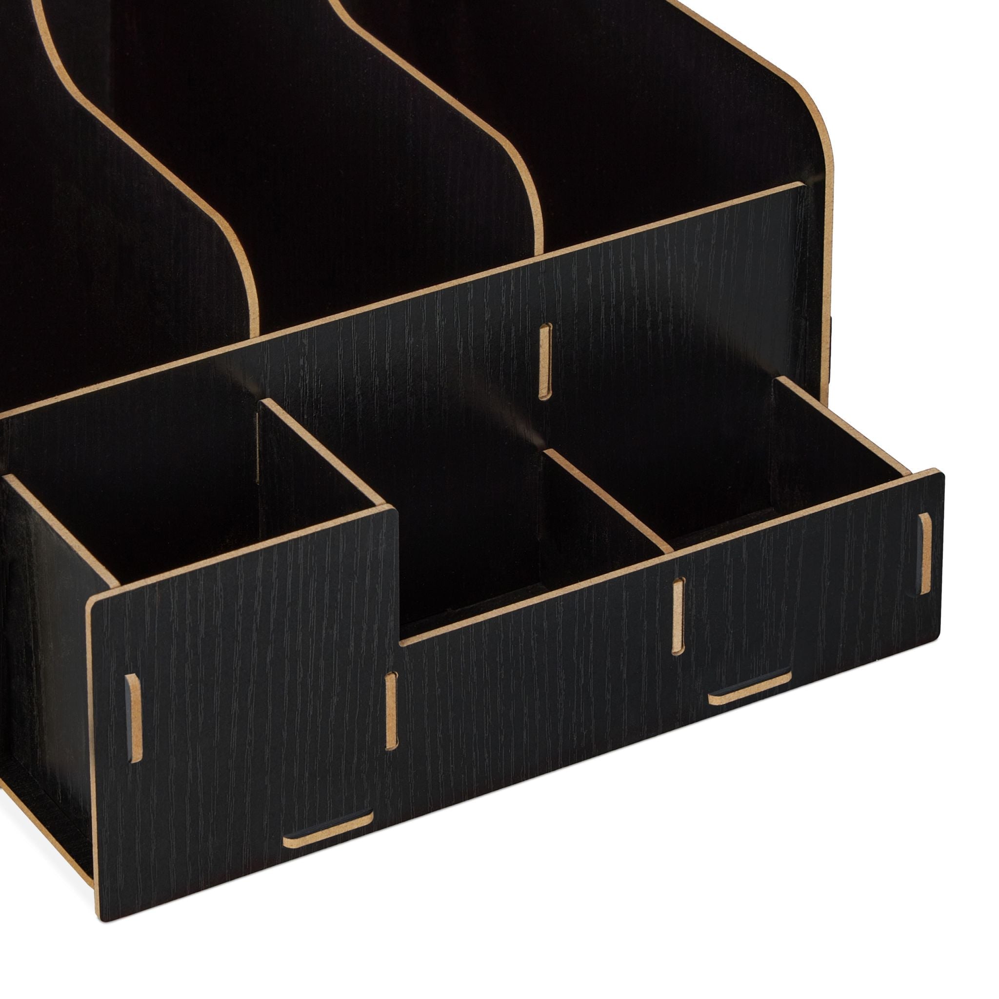 Stehsammler 3 Fächer & Utensilienbox Schwarz von Relaxdays