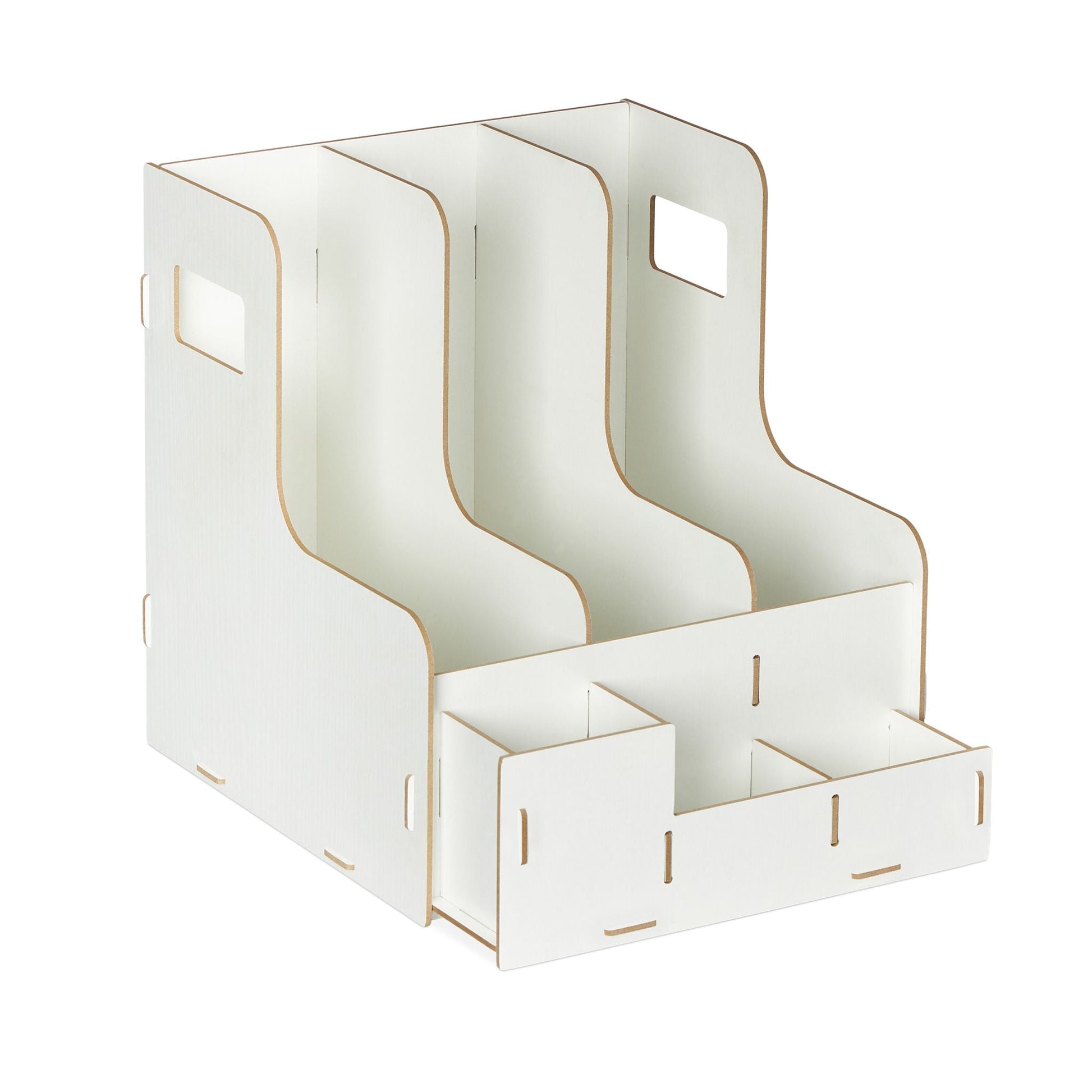 Stehsammler 3 Fächer & Utensilienbox Weiss von Relaxdays