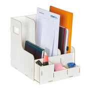 Stehsammler 3 Fächer & Utensilienbox Weiss von Relaxdays