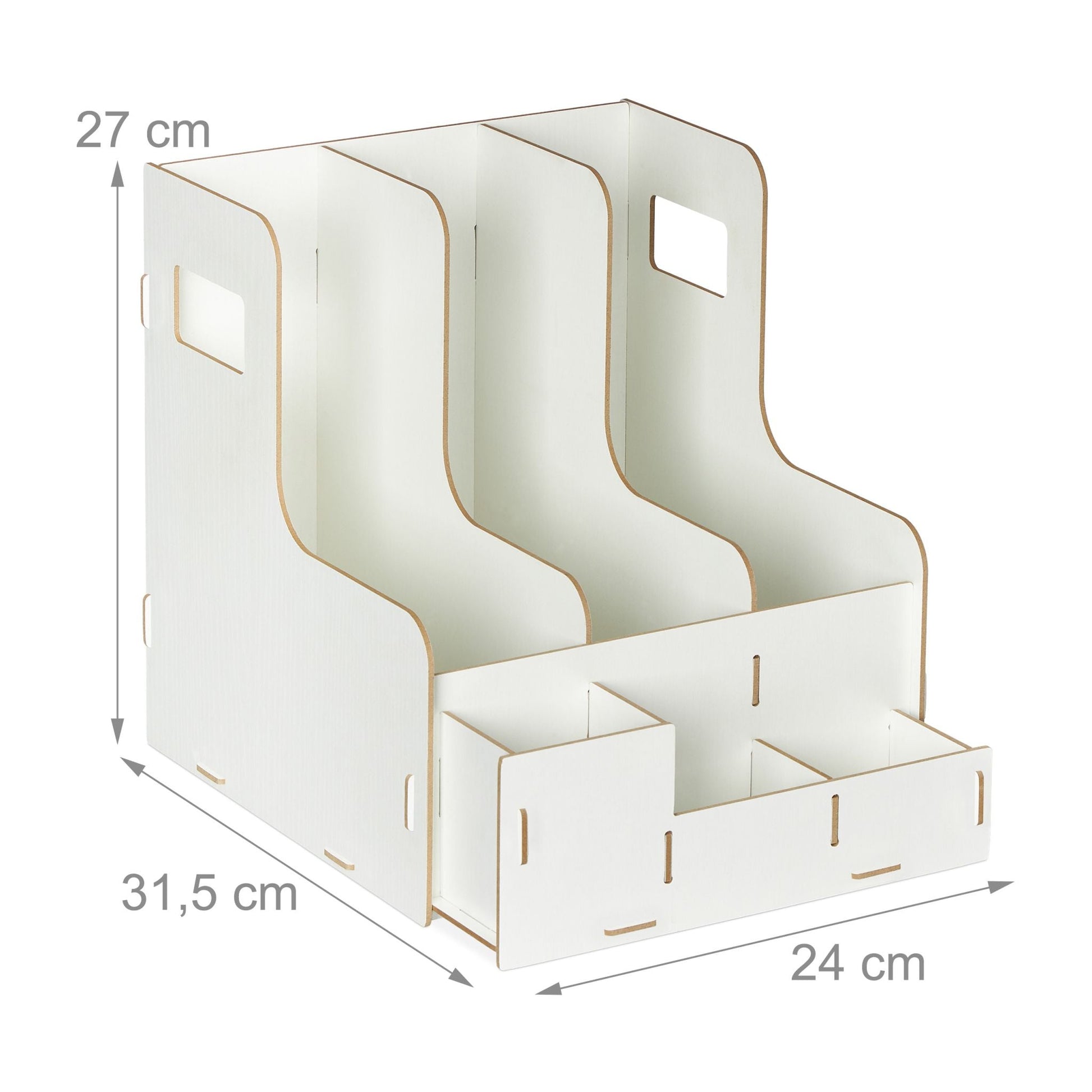 Stehsammler 3 Fächer & Utensilienbox Weiss von Relaxdays