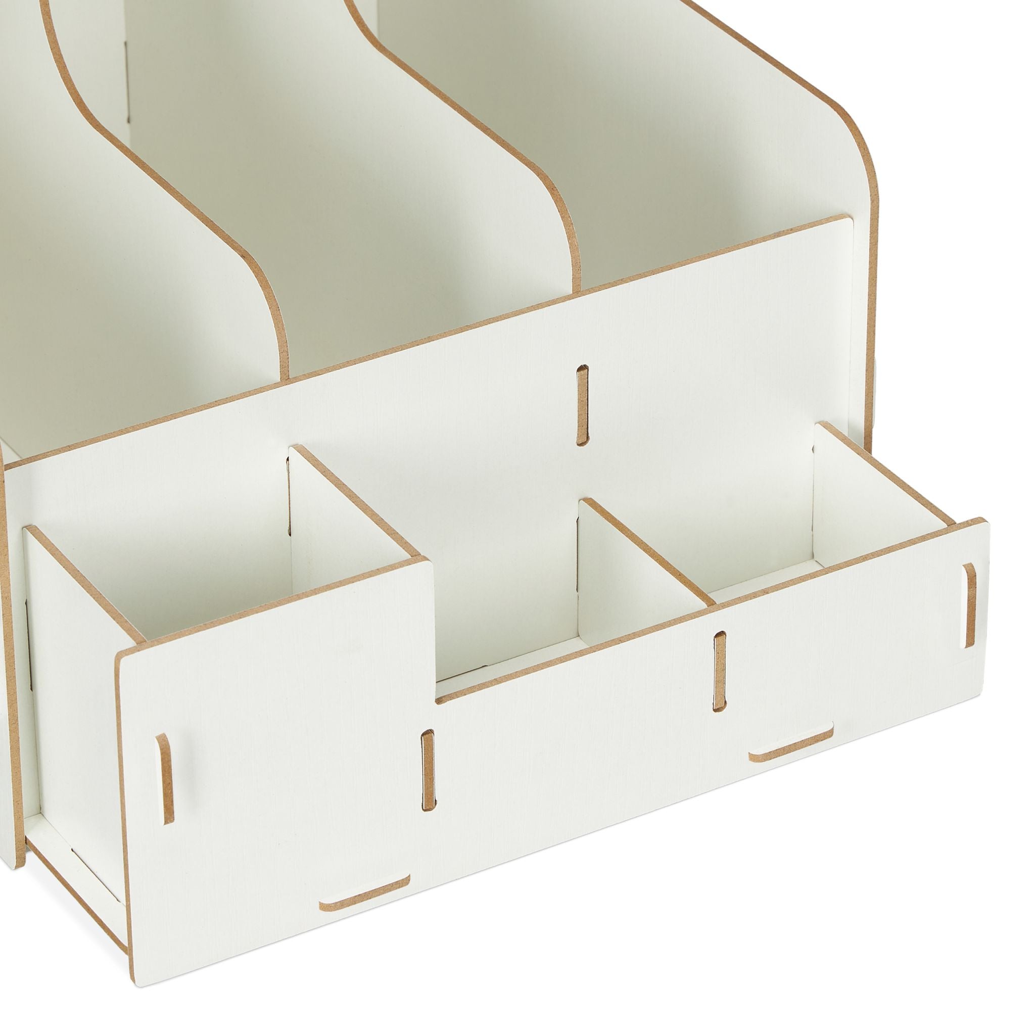 Stehsammler 3 Fächer & Utensilienbox Weiss von Relaxdays