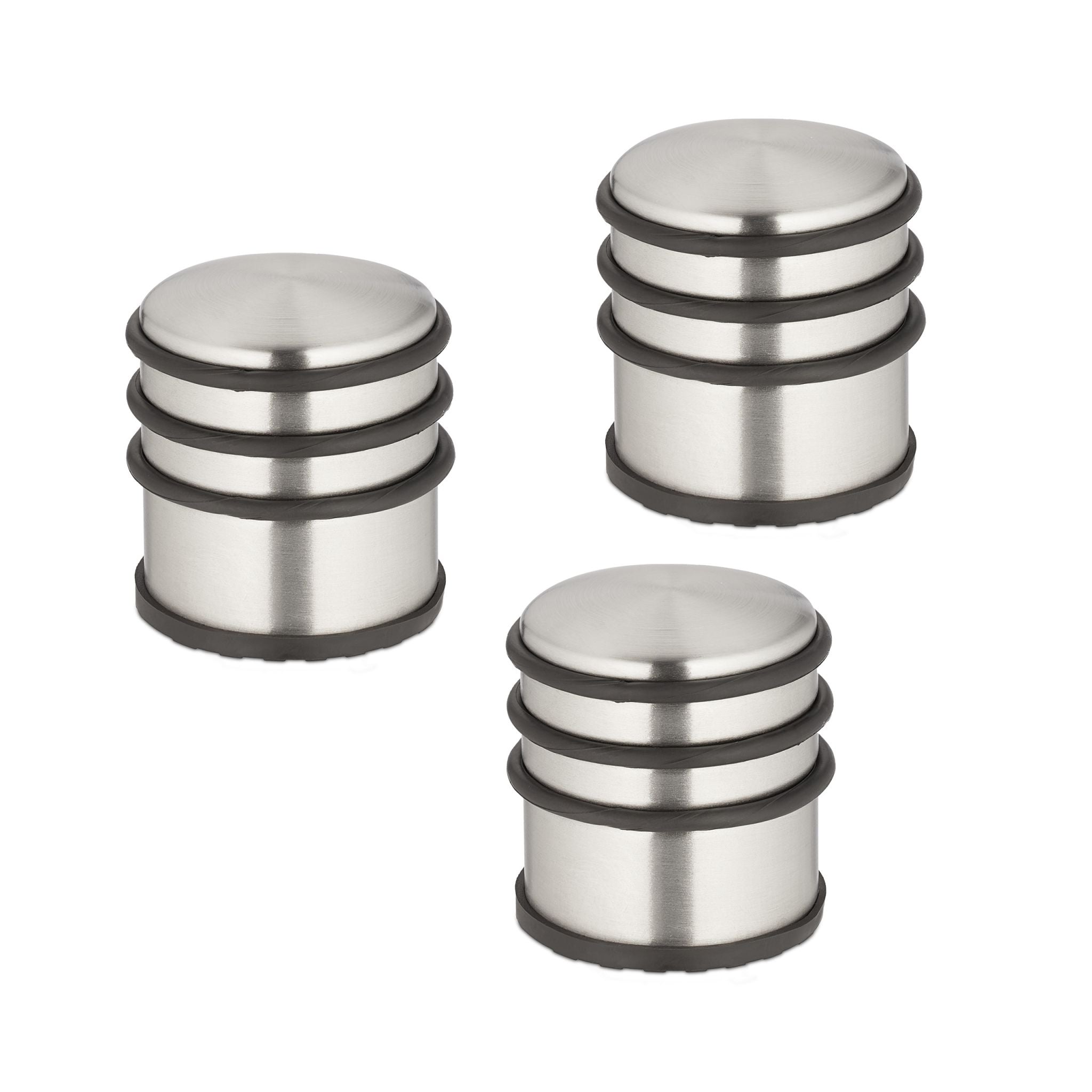 Edelstahl Türstopper 3er-Set Schwarz-Silber von Relaxdays