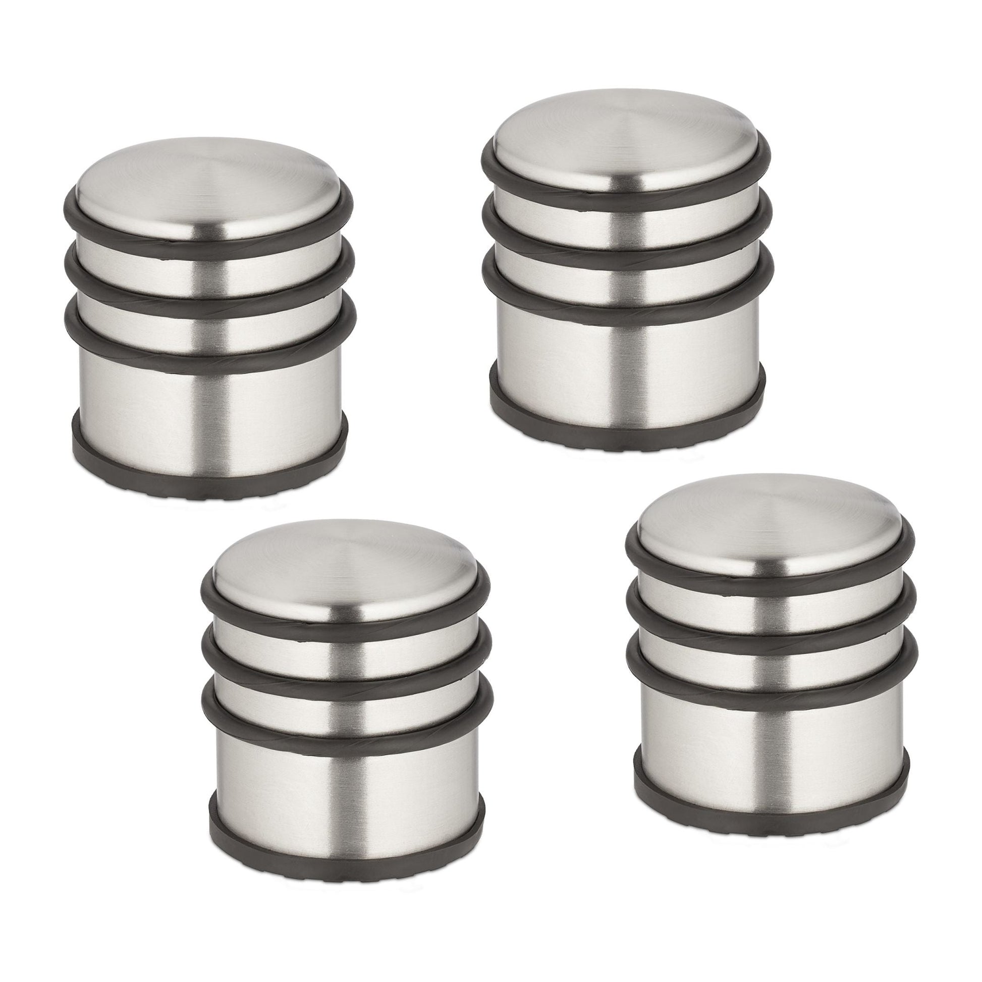 Edelstahl Türstopper 4er-Set Schwarz-Silber von Relaxdays