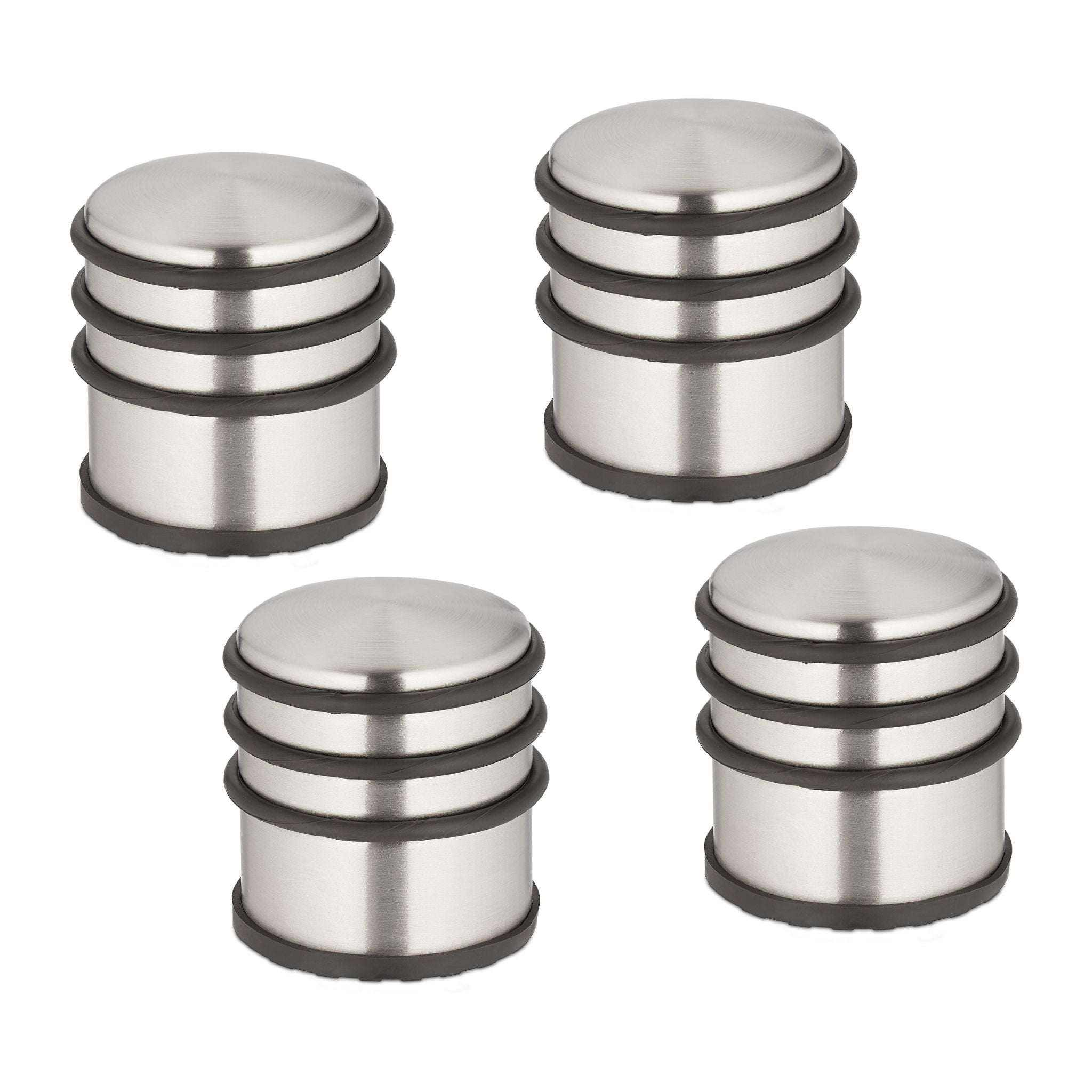 Edelstahl Türstopper 4er-Set Schwarz-Silber von Relaxdays