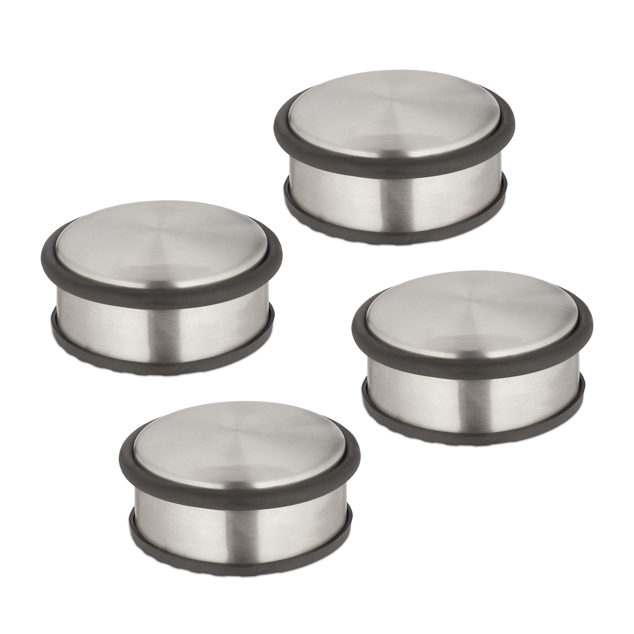 Edelstahl Türstopper 4er-Set Schwarz-Silber von Relaxdays