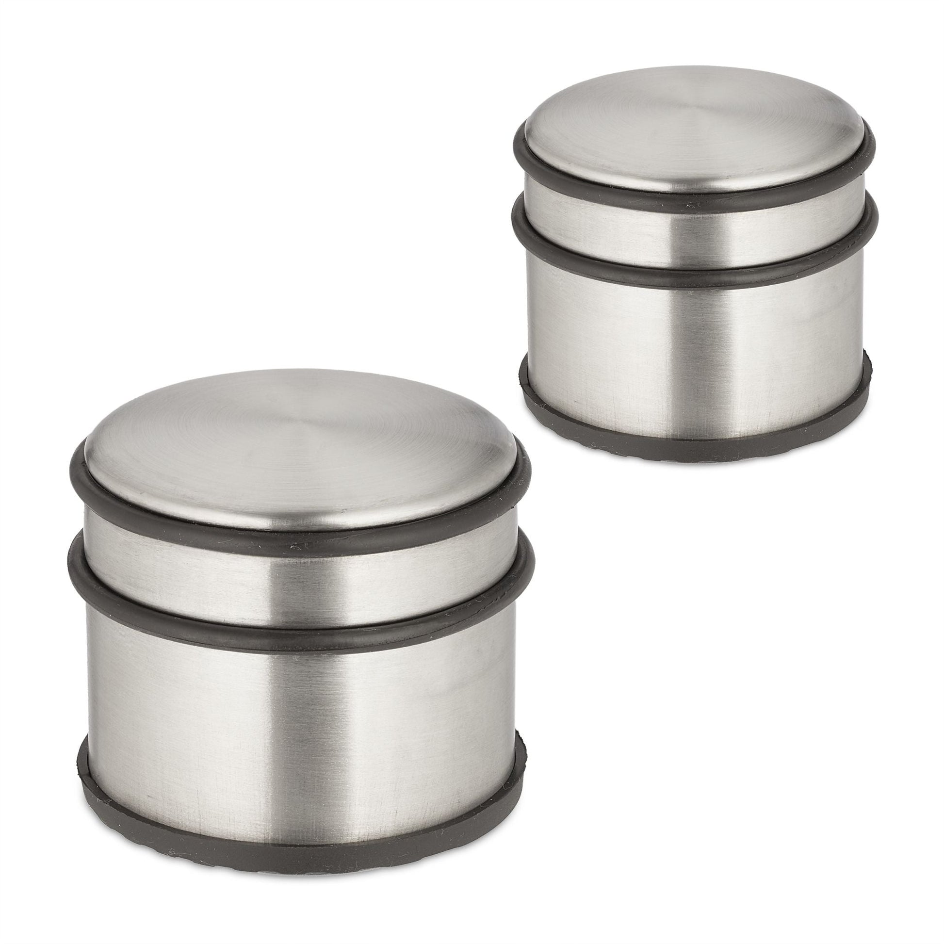 Edelstahl Türstopper 2er-Set Schwarz-Silber von Relaxdays