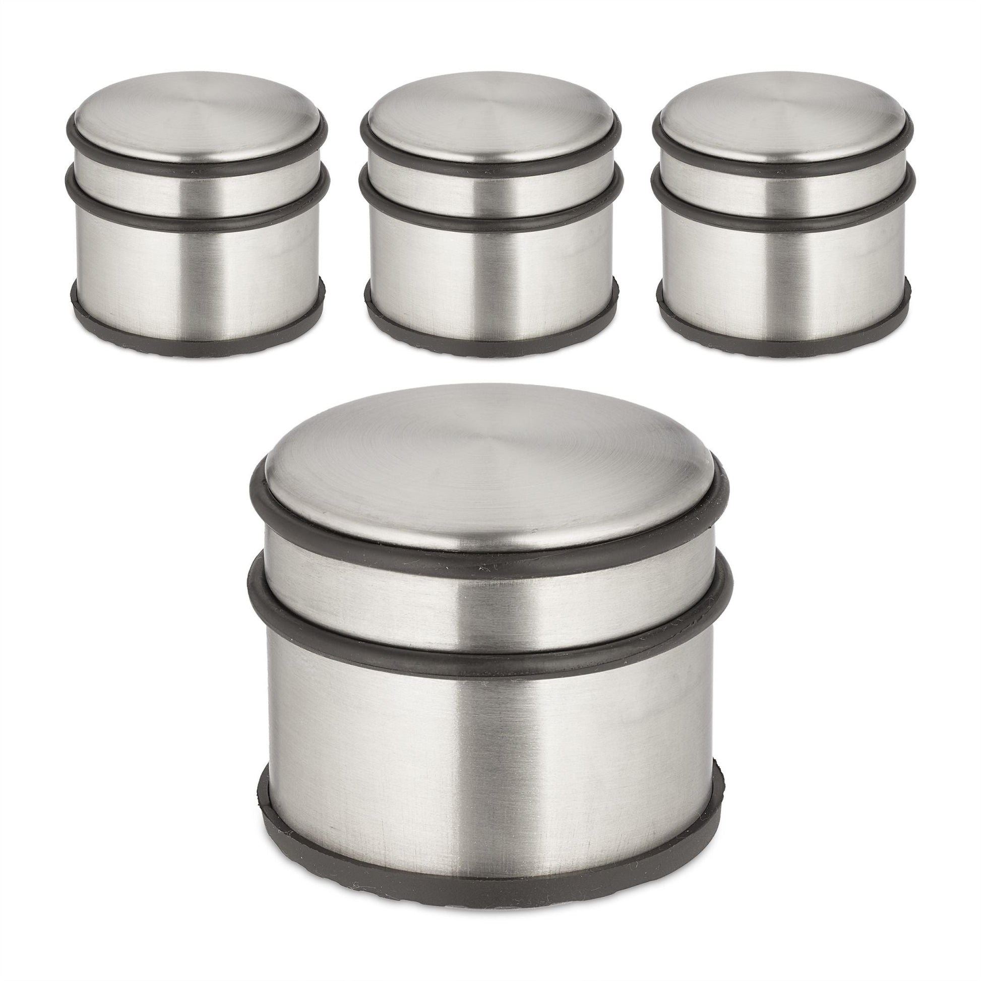 Edelstahl Türstopper 4er-Set Schwarz-Silber von Relaxdays